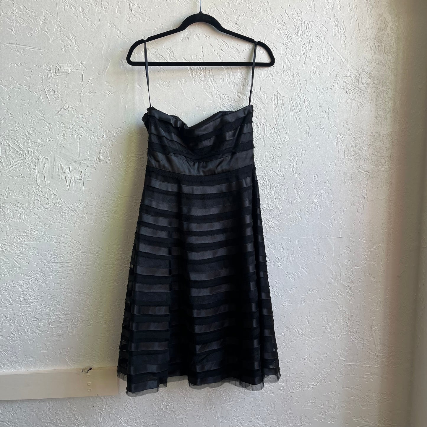 Satin Black & Lace Striped Dress | Medium 6