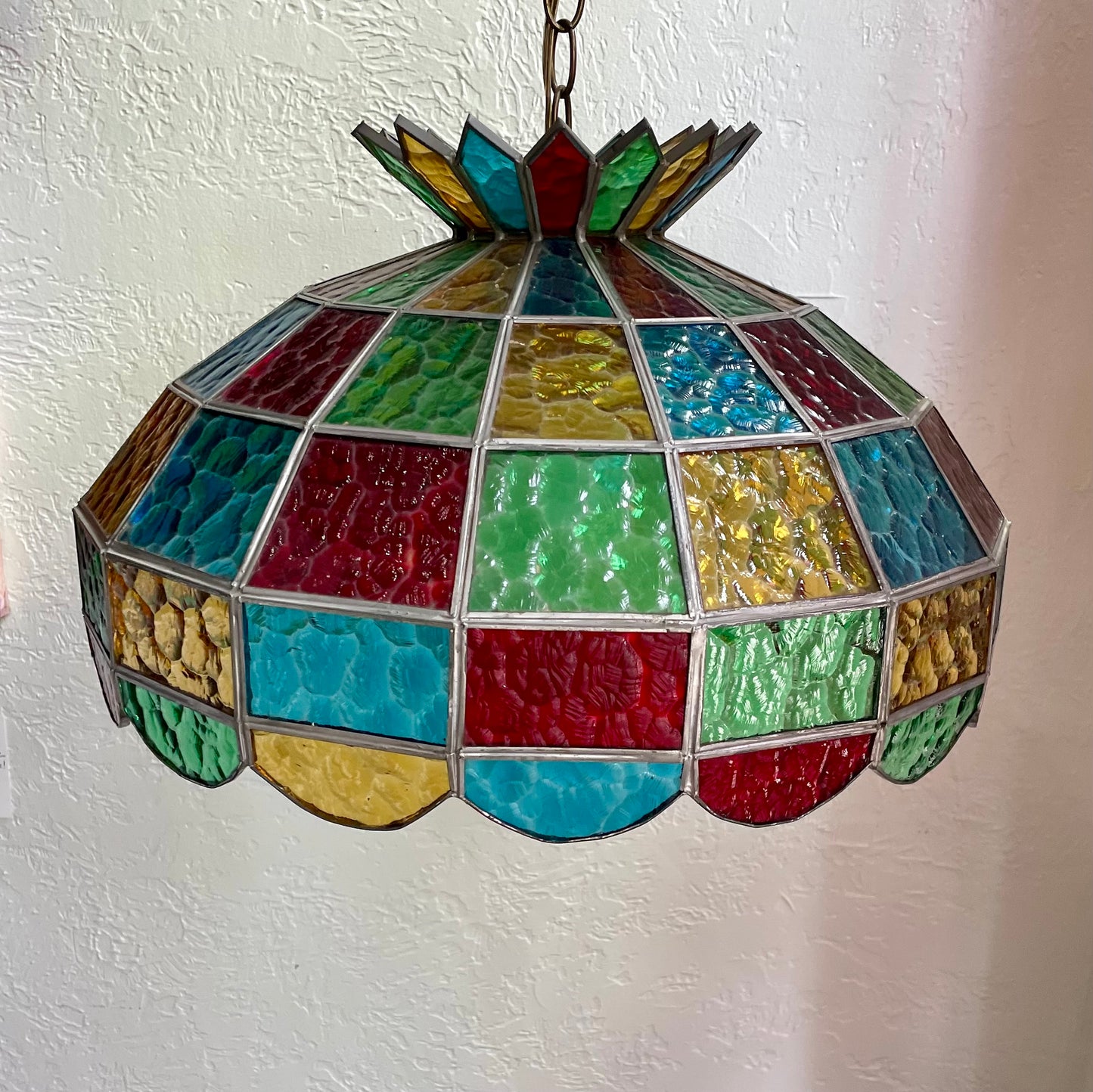 Tiffany Style Stained Glass Hanging Vintage Lamp