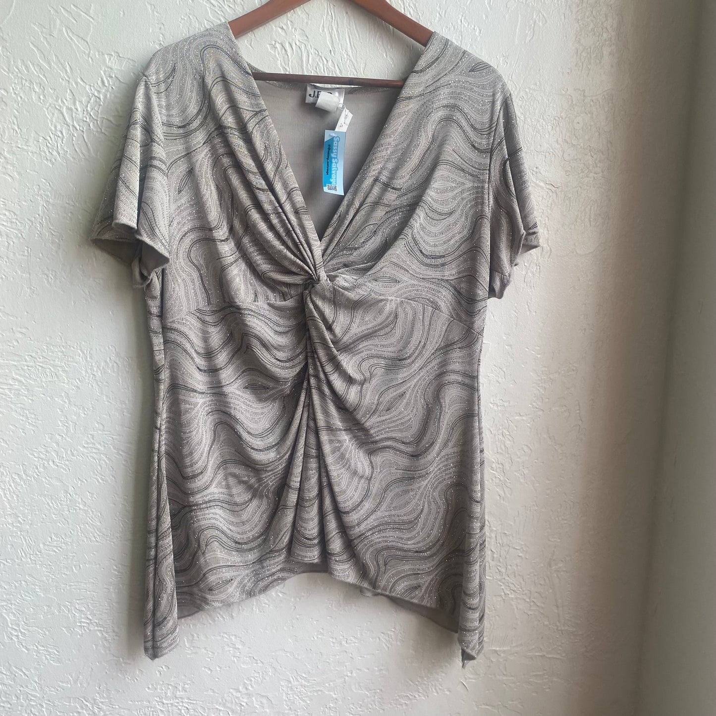 Shirred Black & White Top | One Size