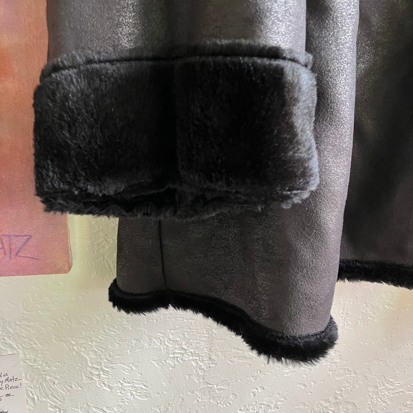 Black Faux Leather Oversize Coat Jacket 5X