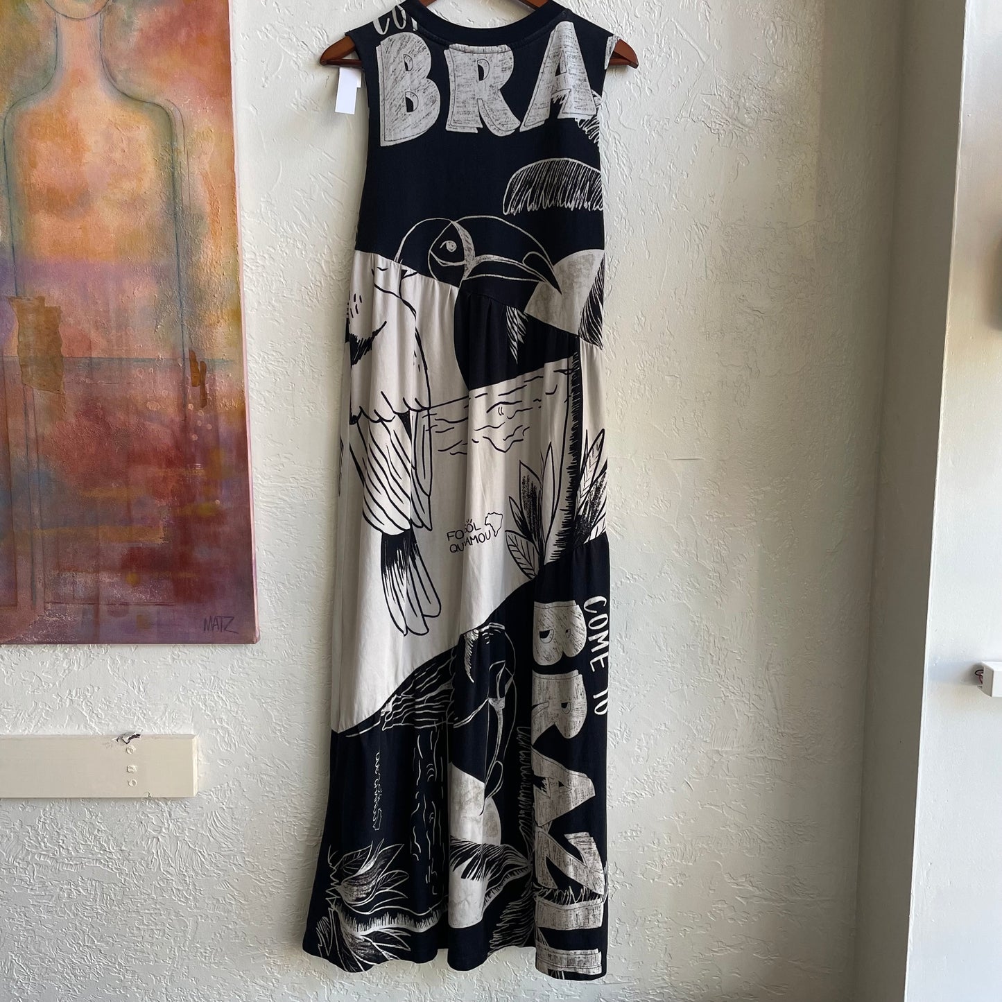 Farm Rio Anthropologie Tiered Graphic T-Shirt Midi Dress | Small