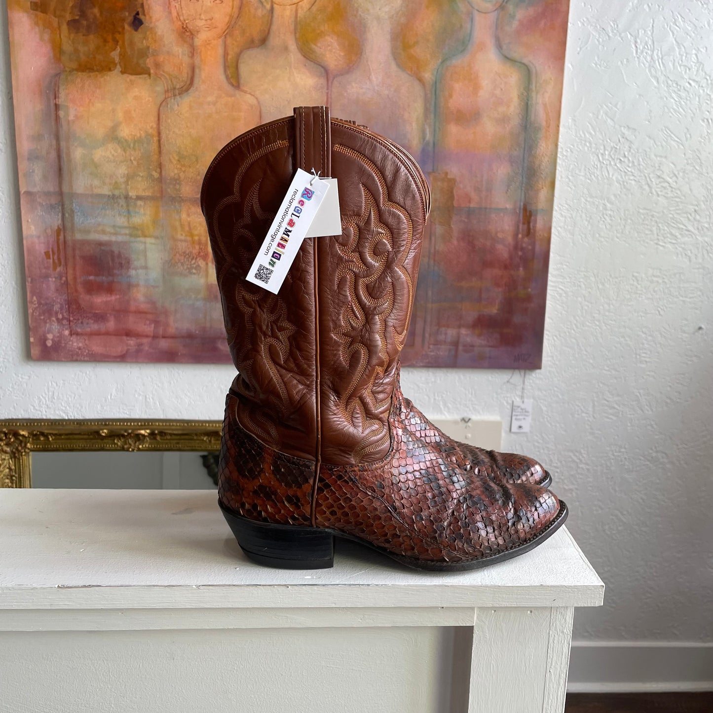 Brown Snake Skin Cowboy Boots | Size 11