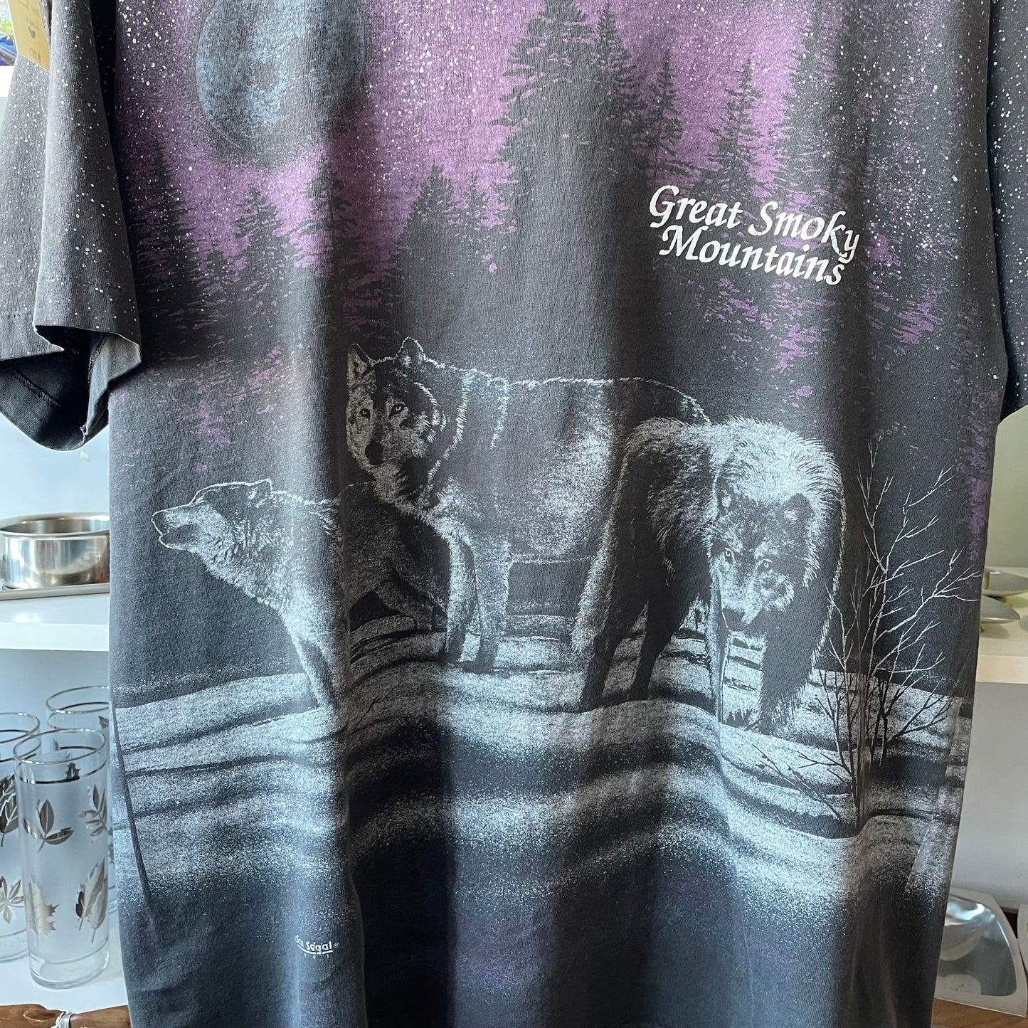 Vintage "Great Smoky Mountains" Wolf Moon All Over Print T-Shirt | L