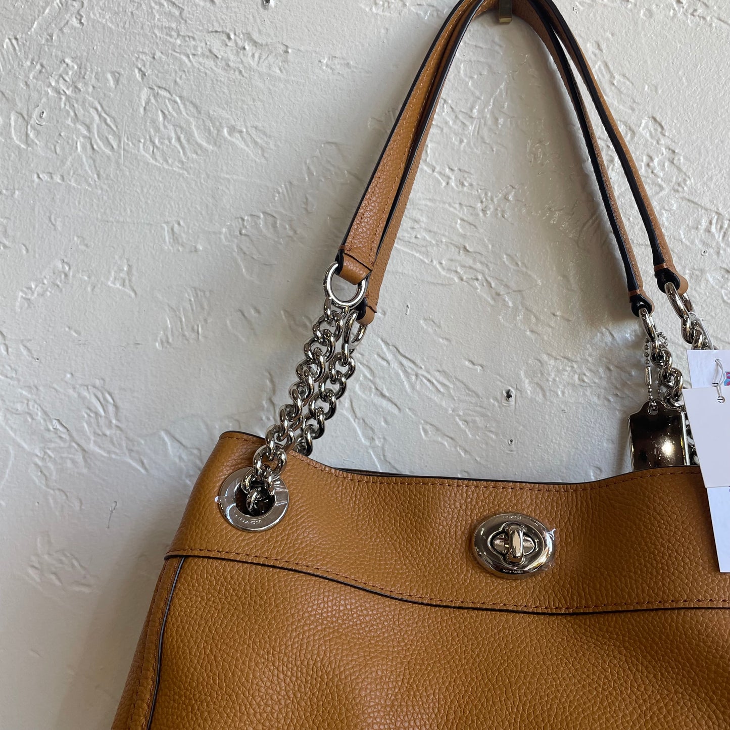 Coach Edie Pebble Leather Turnlock Shoulder Bag (Brand New)