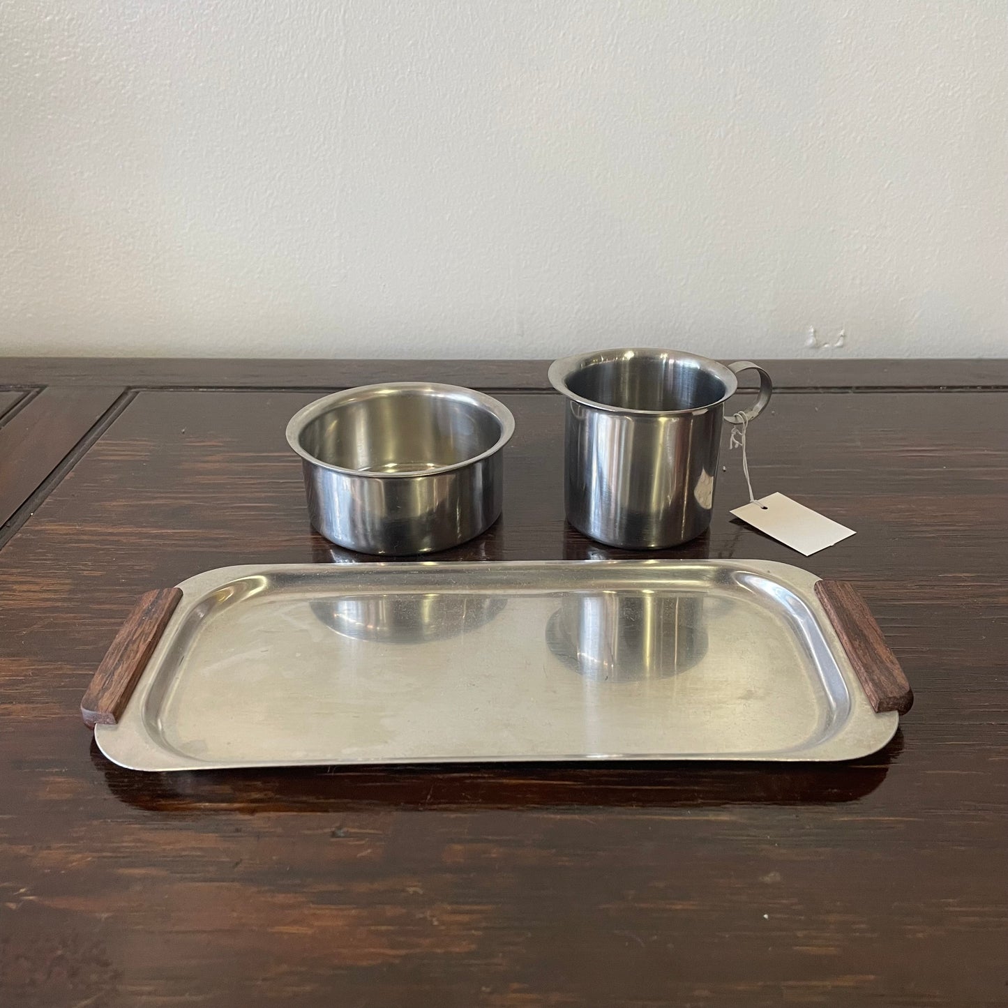 Stelton Denmark Stainless Steel Sugar & Tray Set Mid-Century