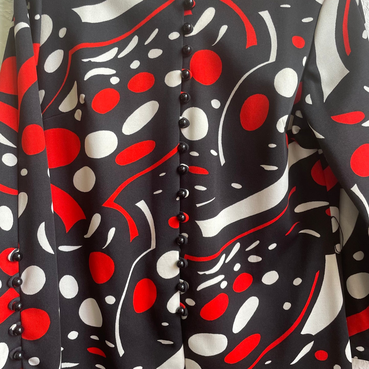 Red & Black Vintage 70’s Midi Multi Design Dress | XL