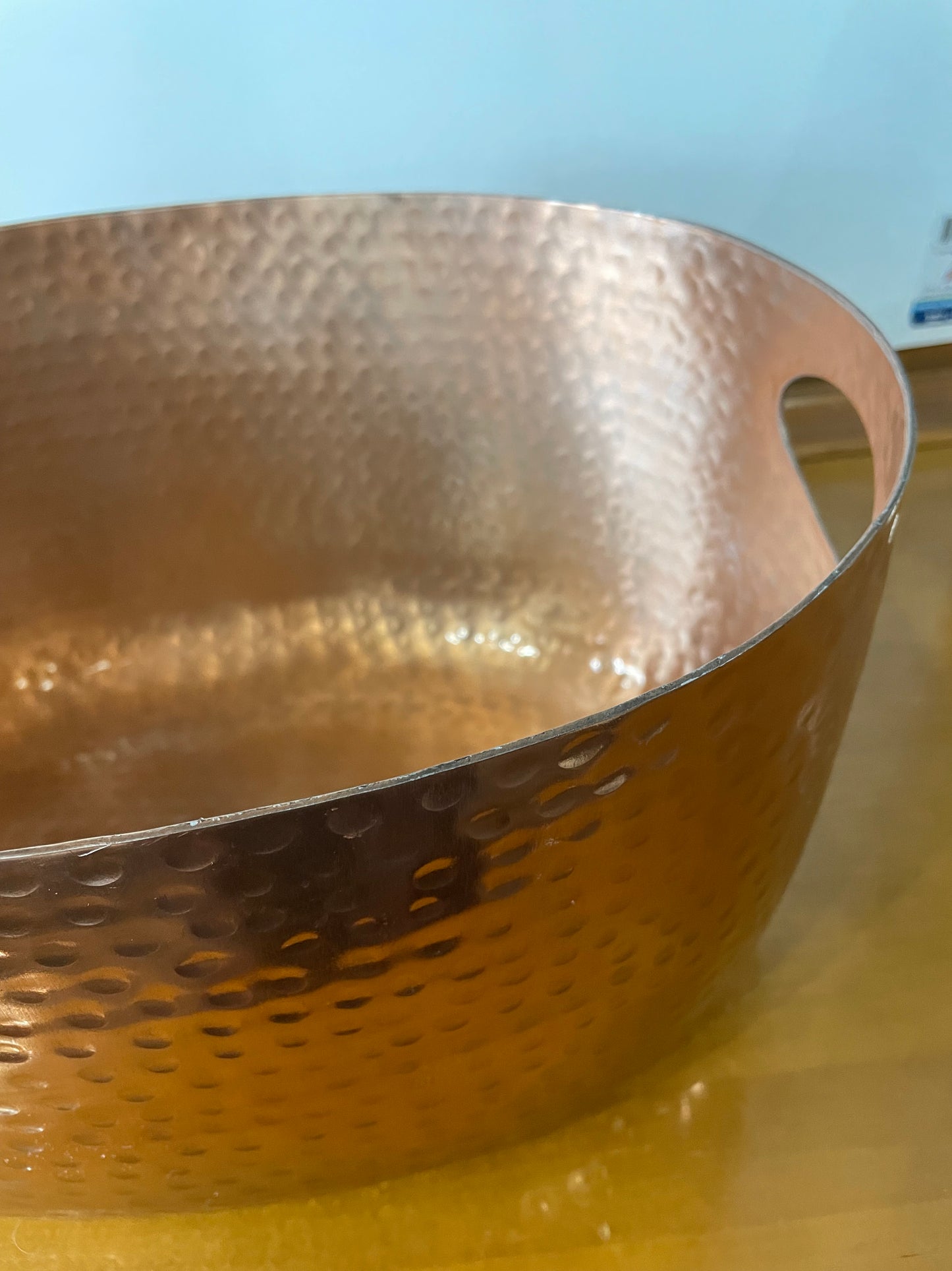 Copper Ice Tub Hammered Oval Design