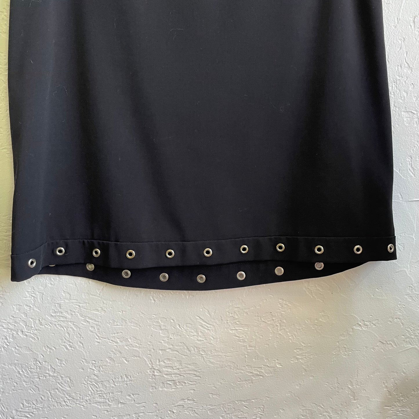 Apostrophe Black Eye Lit Seude Mini Skirt With Silver Holes | Medium