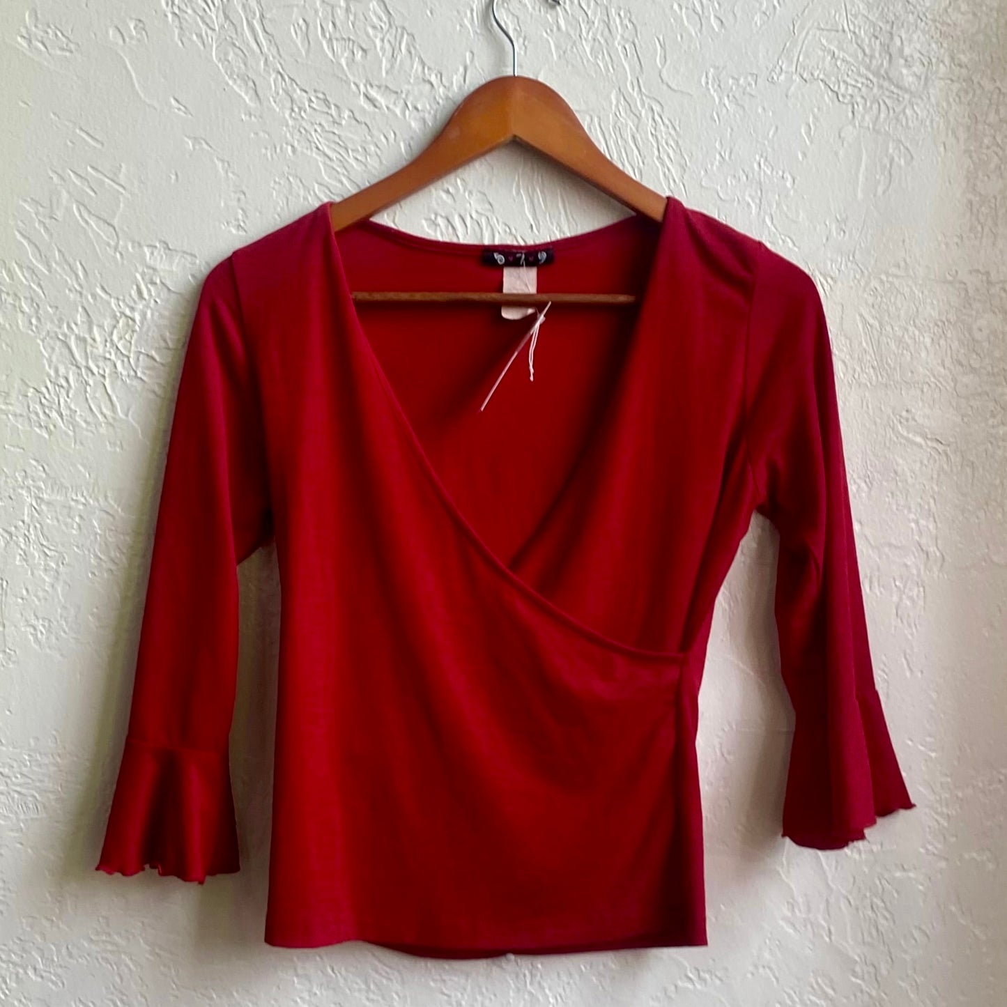 Vintage 90’s Red Slit V Neck Top | Medium