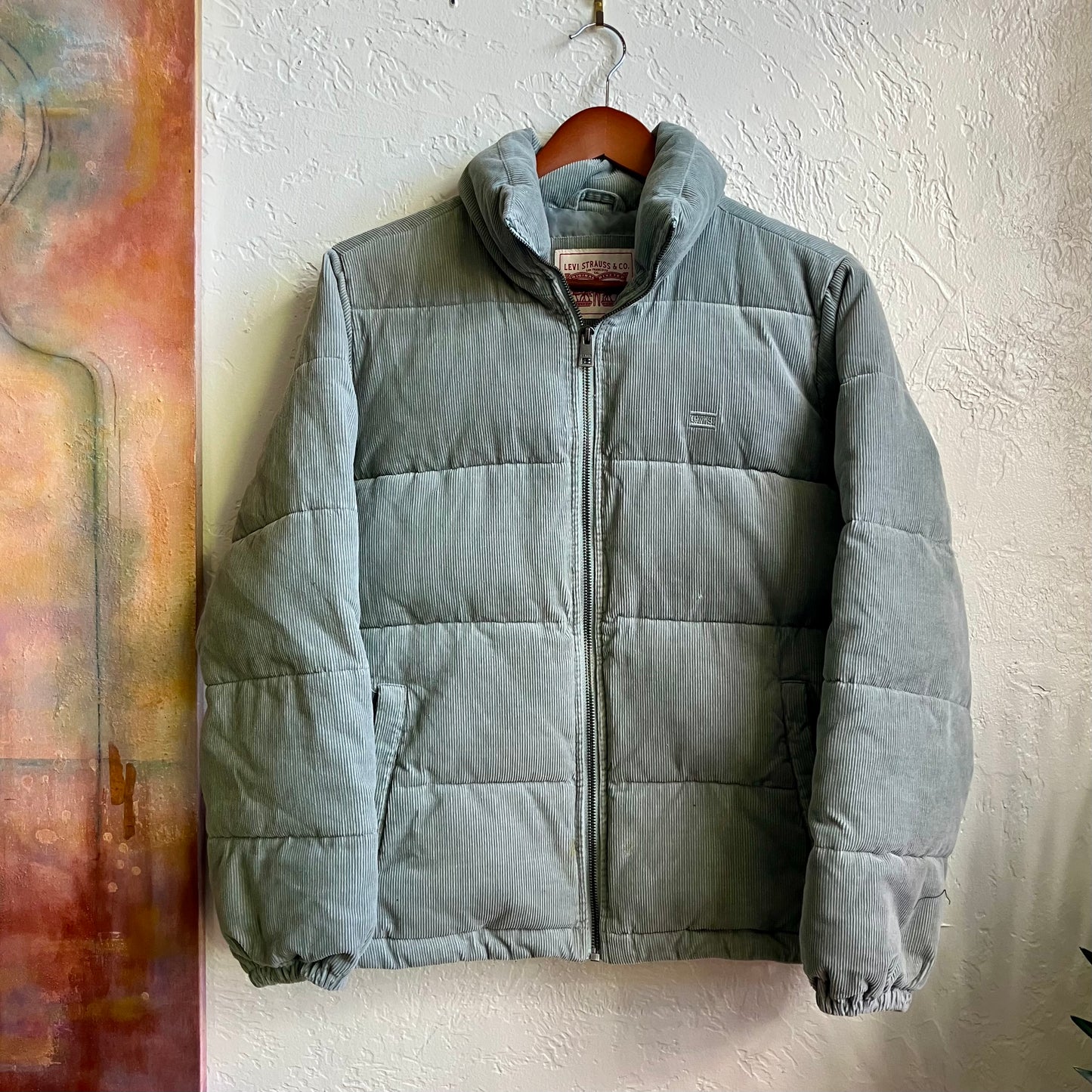 Levi’s Mint Green Corduroy Puffer Jacket Small