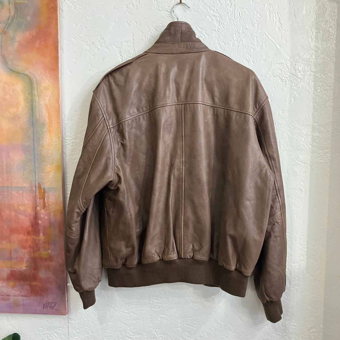 Brown Leather Avaitor Pilot Bomber Jacket | Size R46/Large