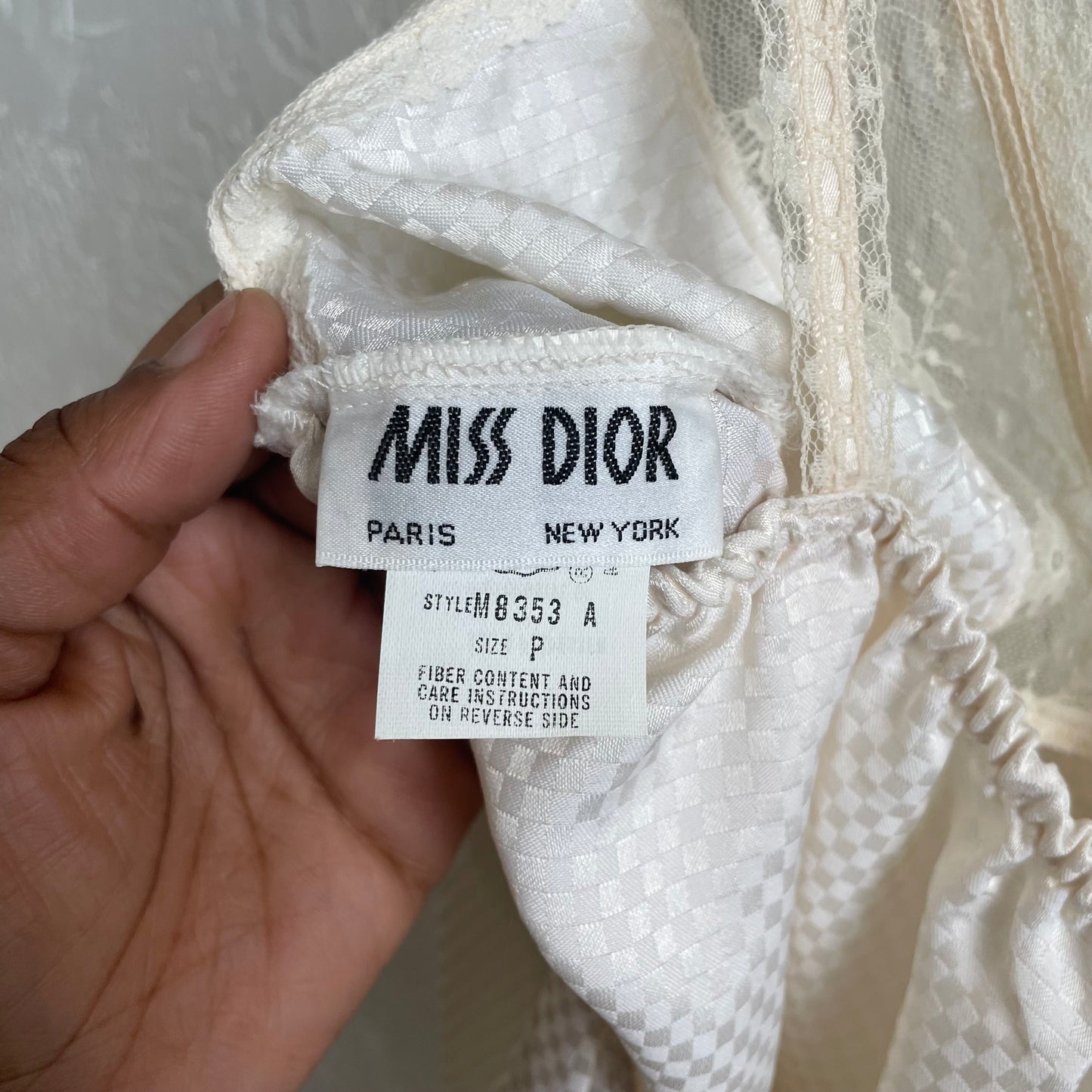 Miss Dior Satin & Lace Nightgown 1970s