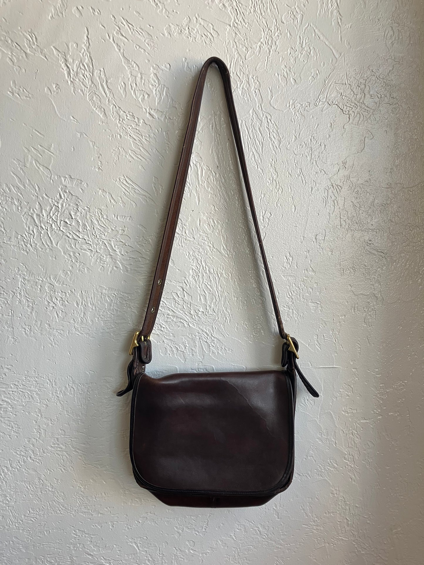Vintage Coach Brown Leather Patricia Legacy Flap Shoulder Bag