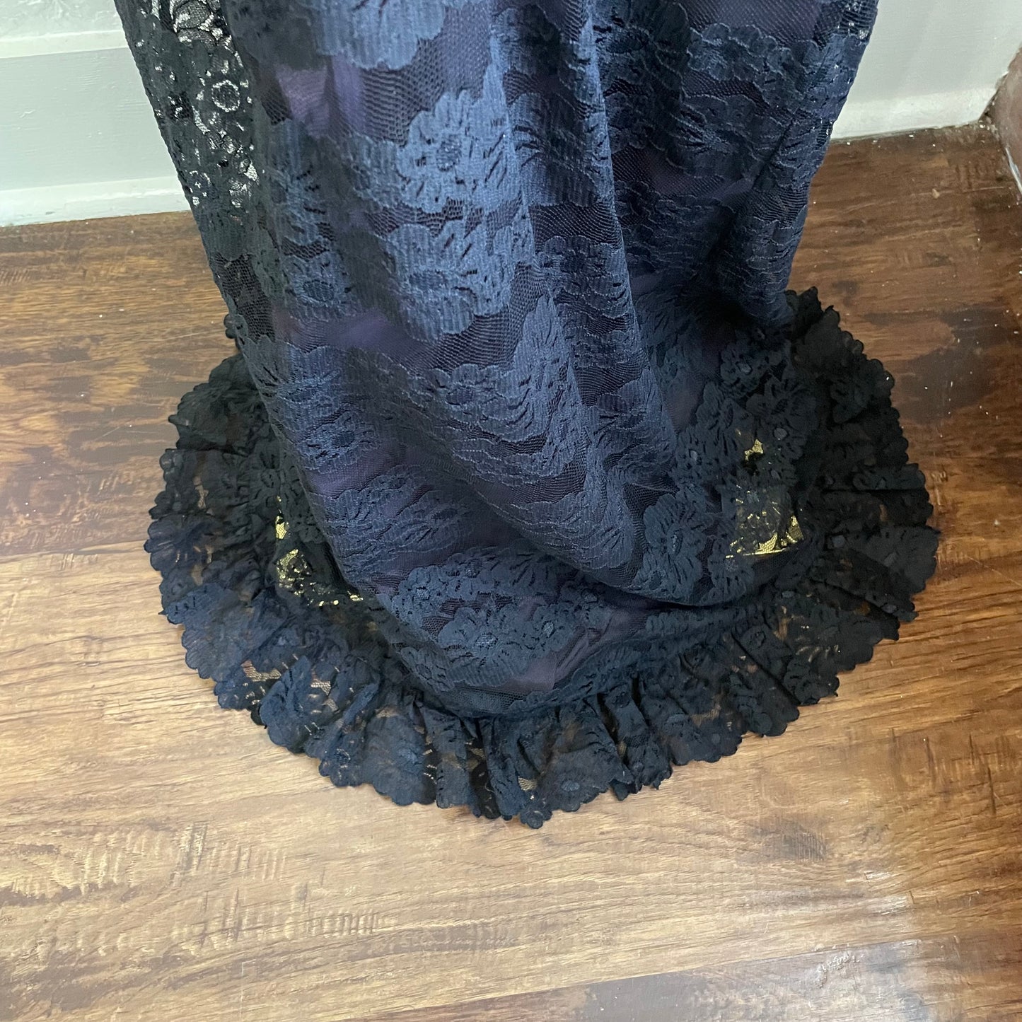 1970s Black Lace Halter Dress