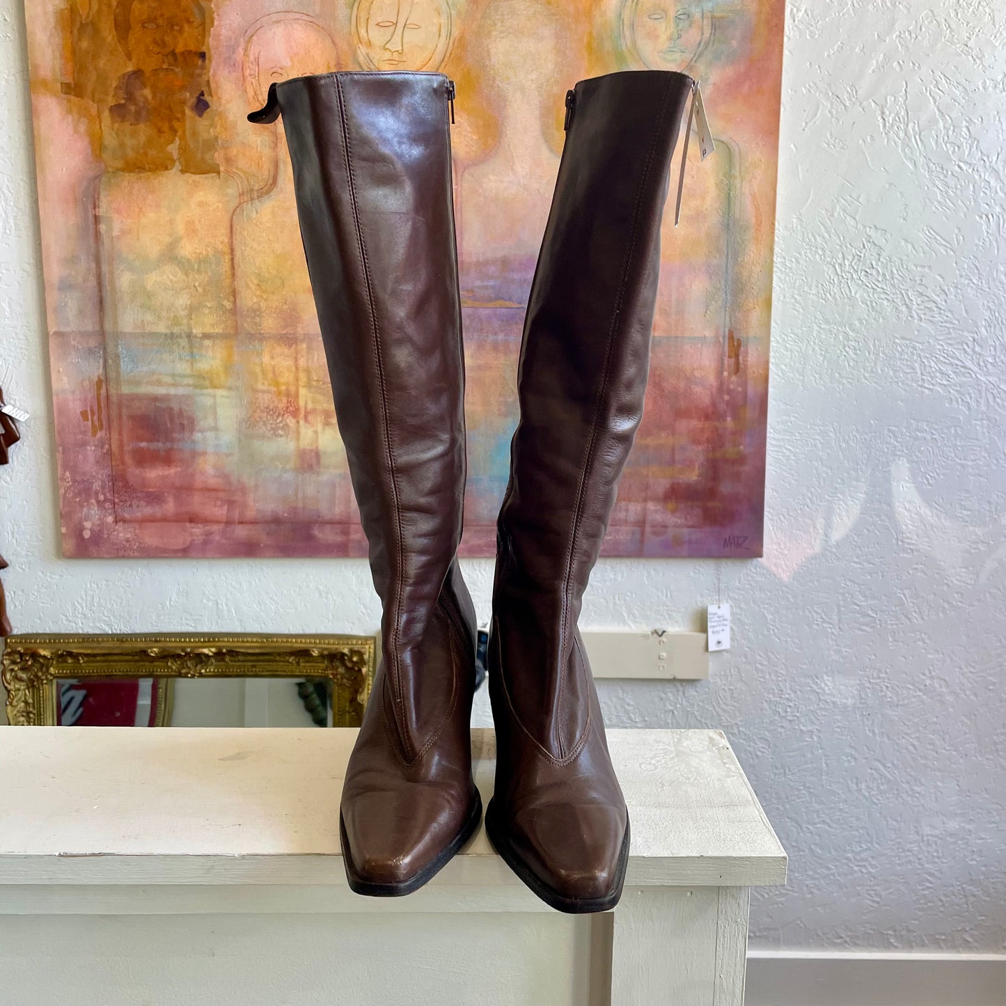 Women’s Cowboy Leather Boots | Size 10