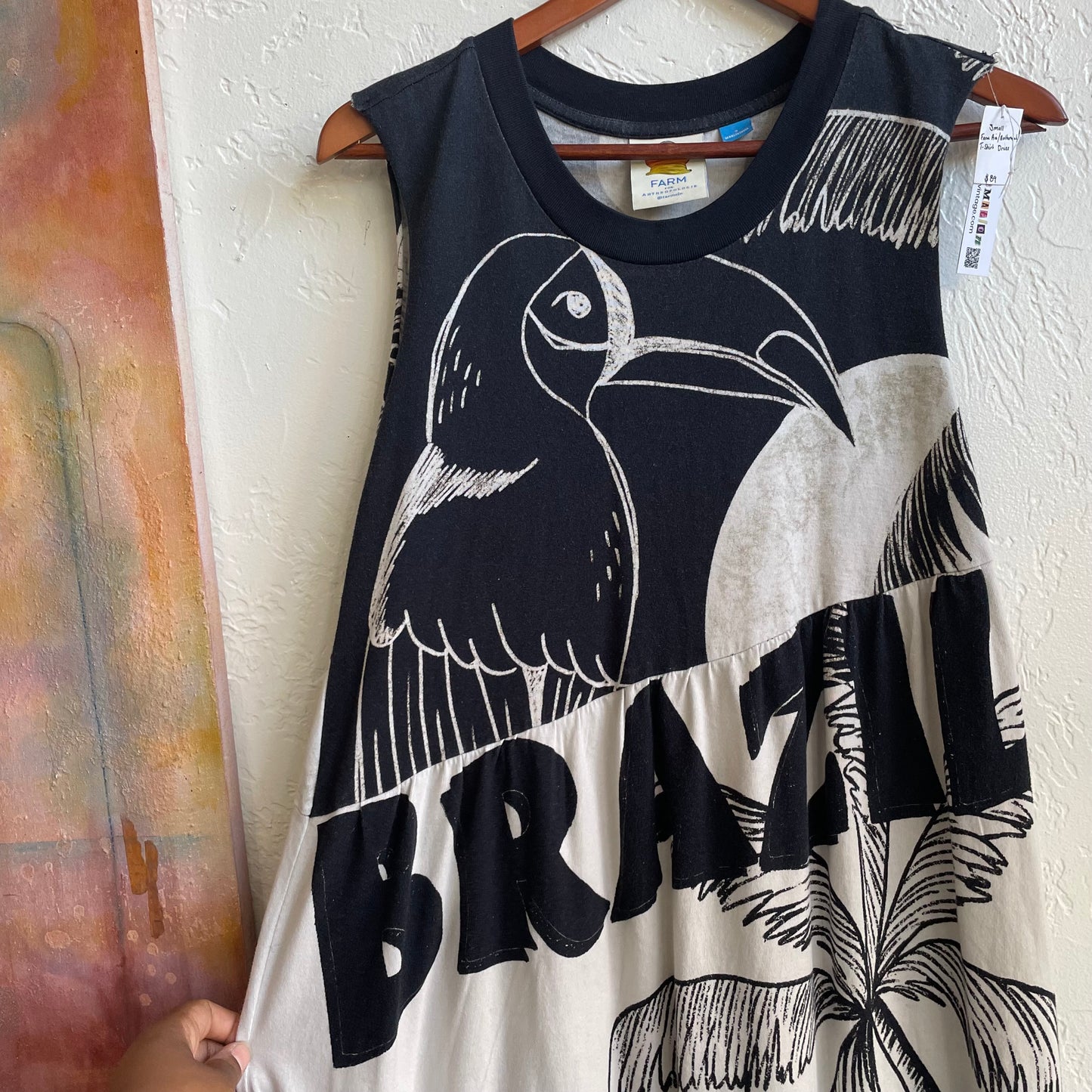 Farm Rio Anthropologie Tiered Graphic T-Shirt Midi Dress | Small