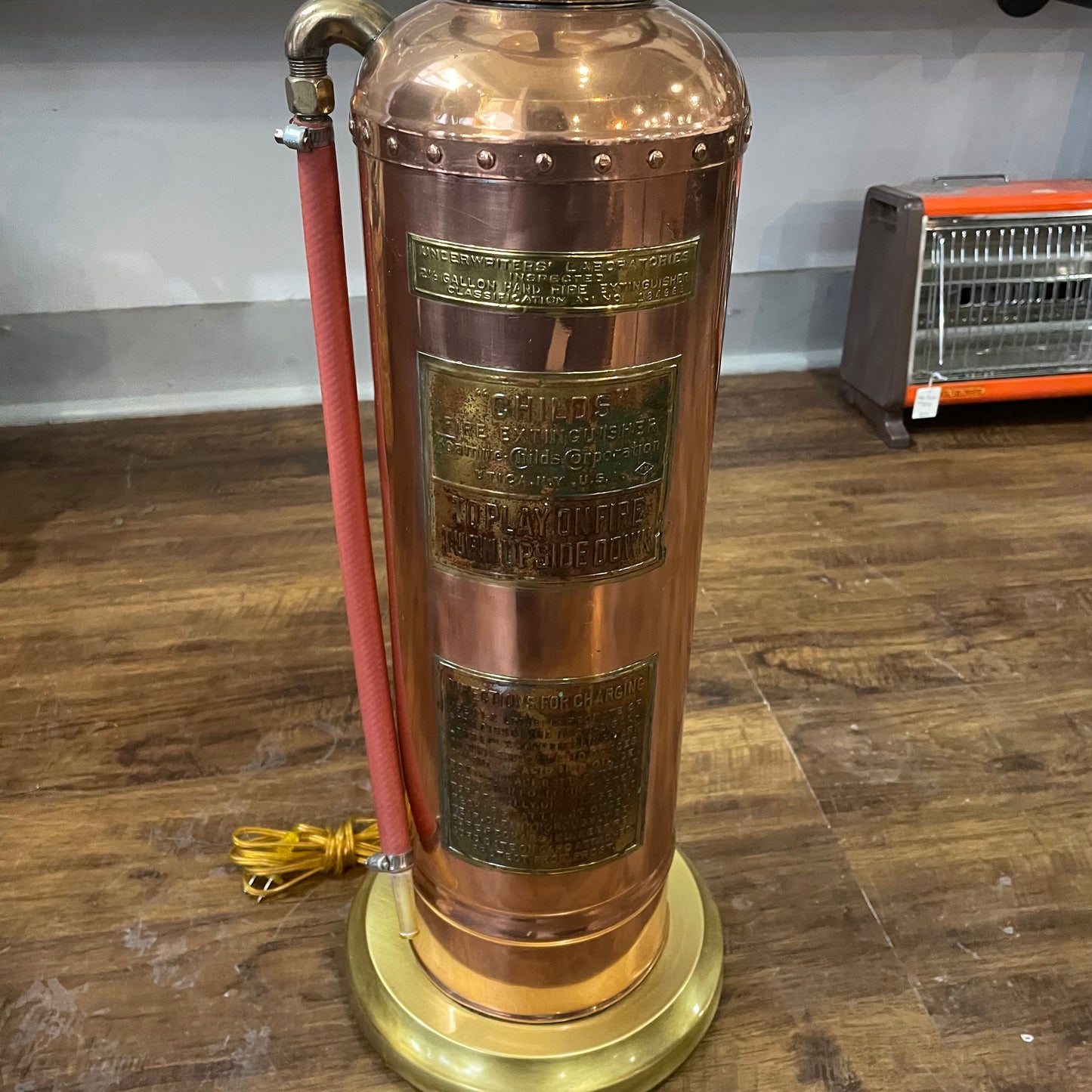 Copper & Brass Fire Extinguisher Floor Lamp Vintage