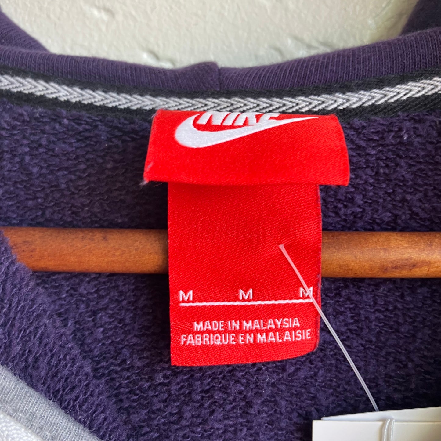 90s Nike Hoodie Red Tag Full Zip Purple Swoosh Classic Vintage Streetwear Medium