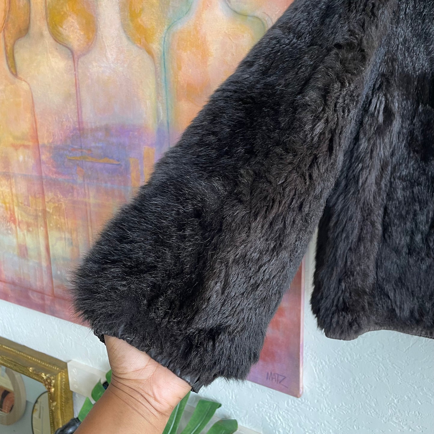 Rabbit and Leather Reversible Bomber Jacket Men’s | XL