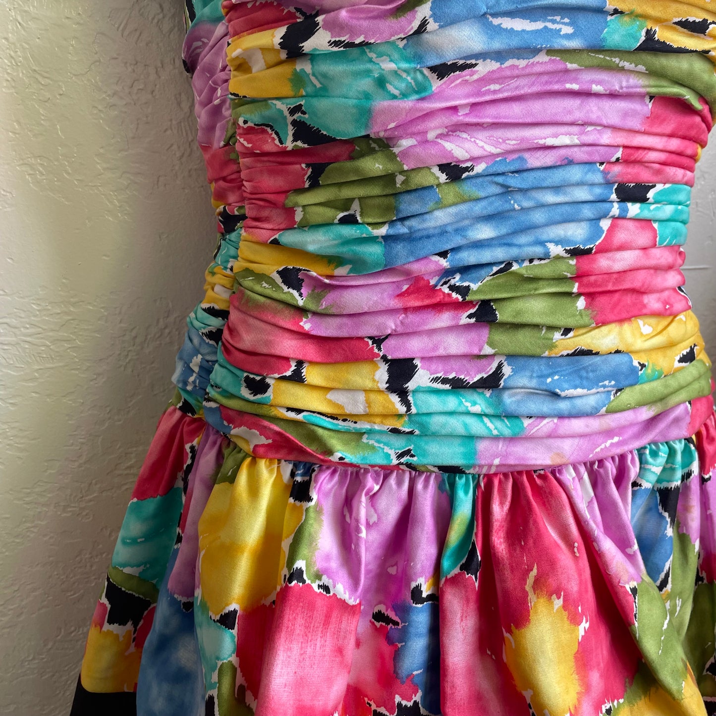 AJ Bari 1980's Multi Color Cocktail Tiered Mini Dress | Size 12