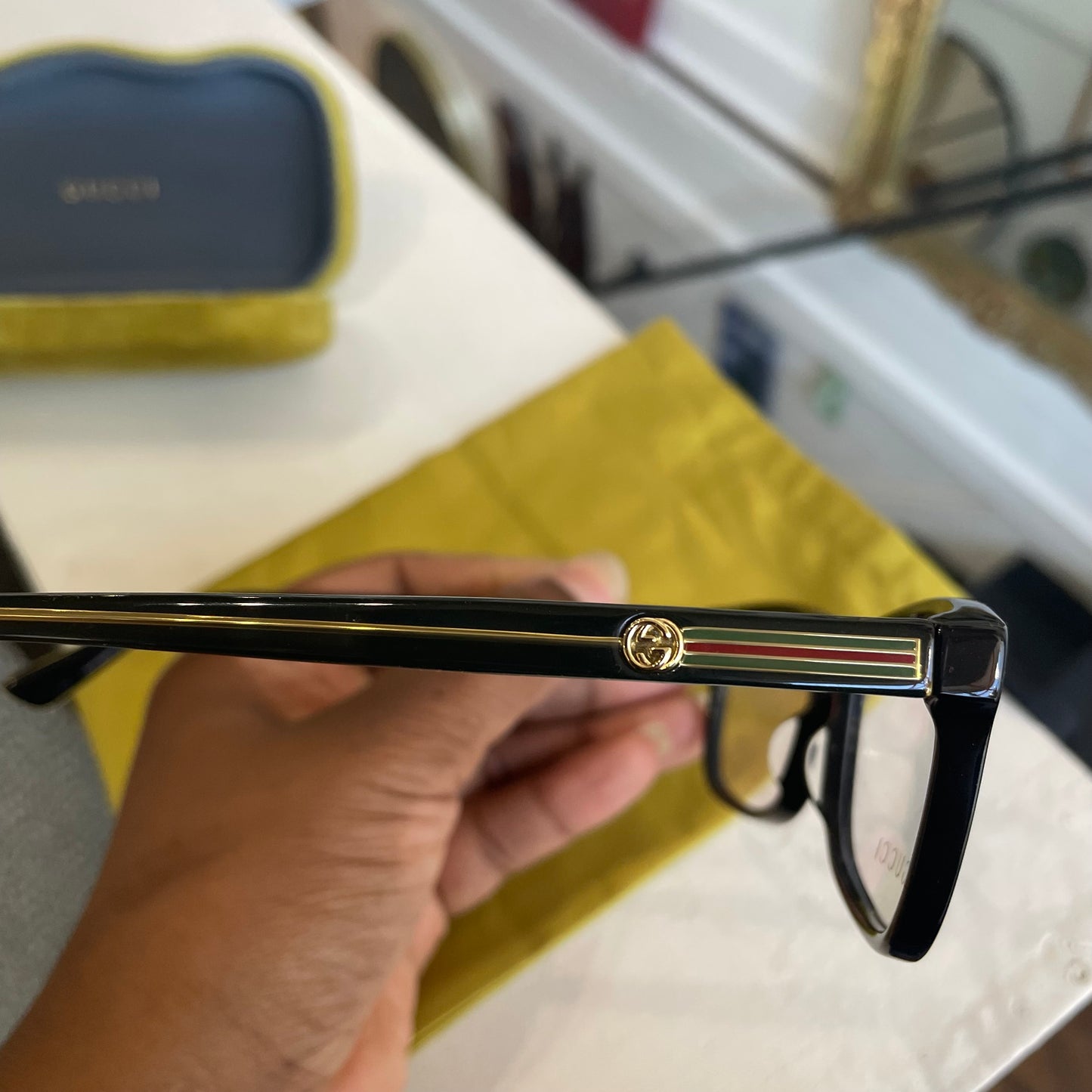Gucci Havana Rectangular Eyeglasses