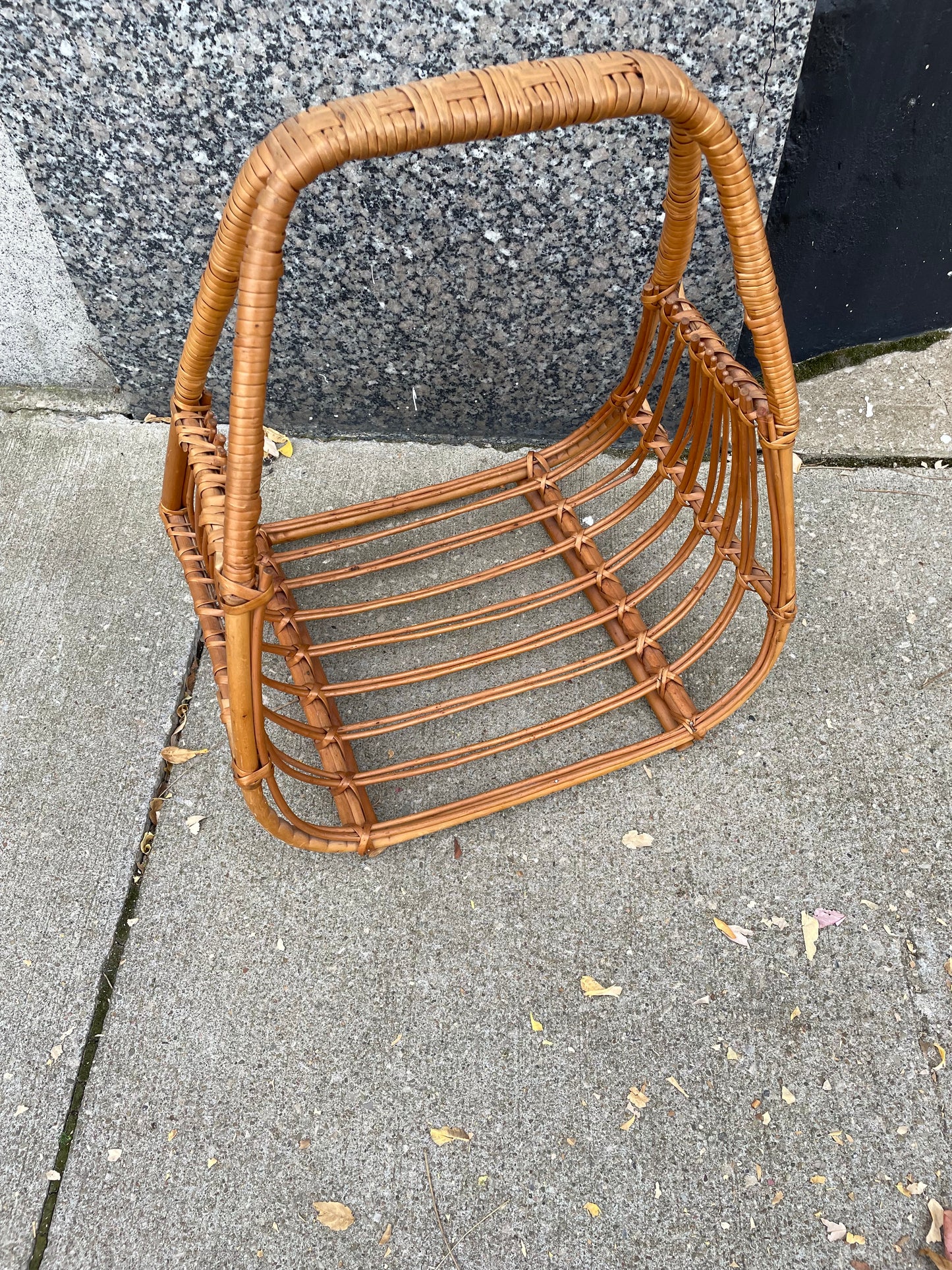 1970s Mid Century Rattan/Wicker Magazine Rack