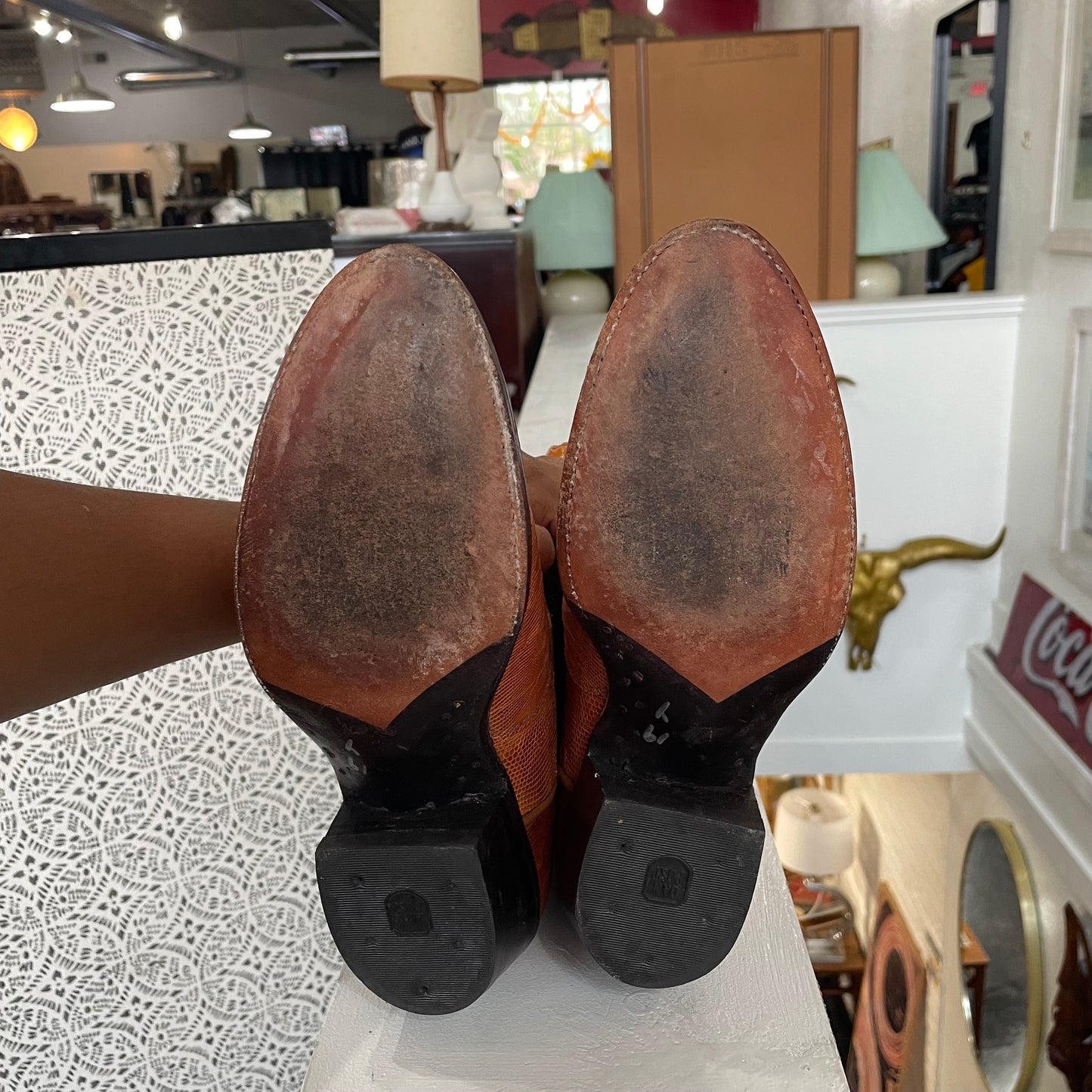 Dan Post Lizard Leather Cowgirl Boots Vintage | Size 8