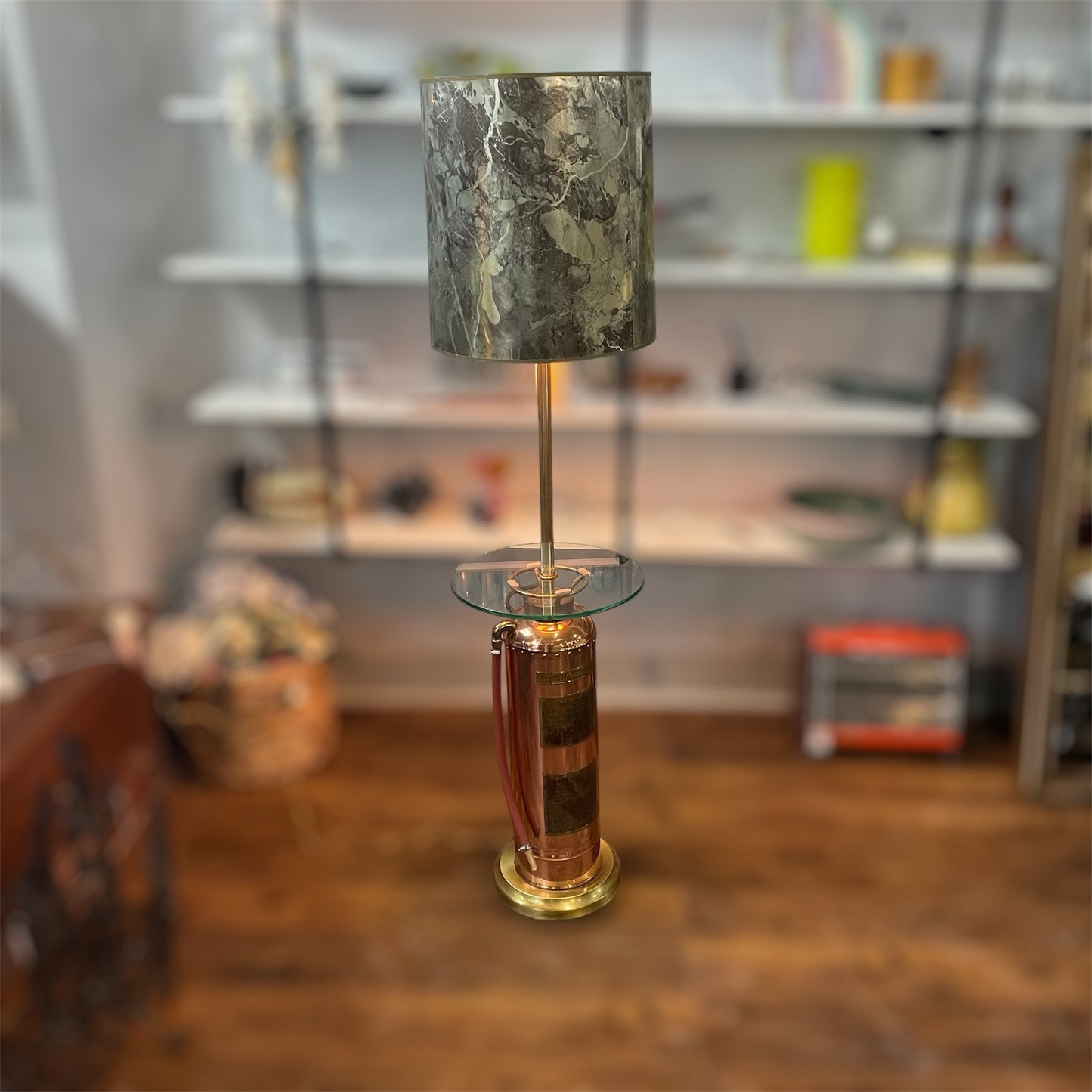Copper & Brass Fire Extinguisher Floor Lamp Vintage
