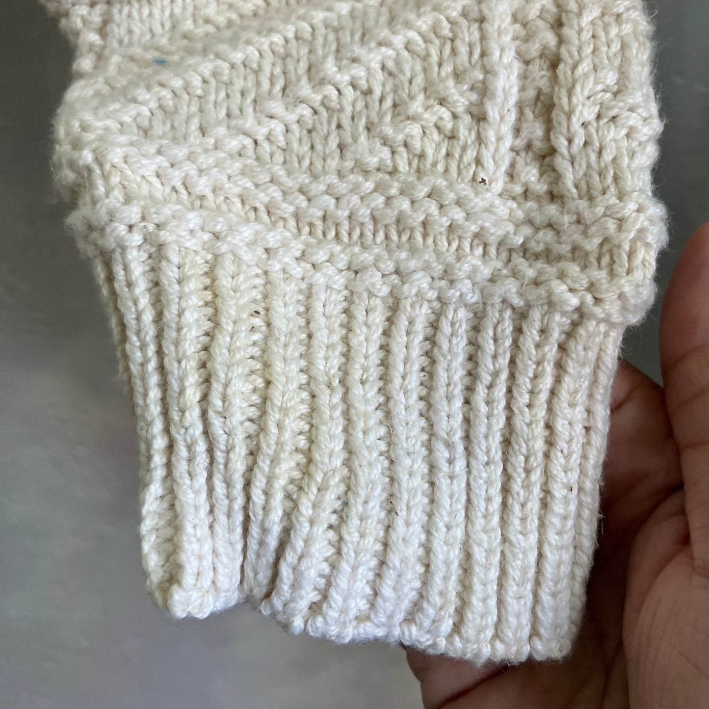 Vintage Cream Knit Cotton Pullover Sweater Small