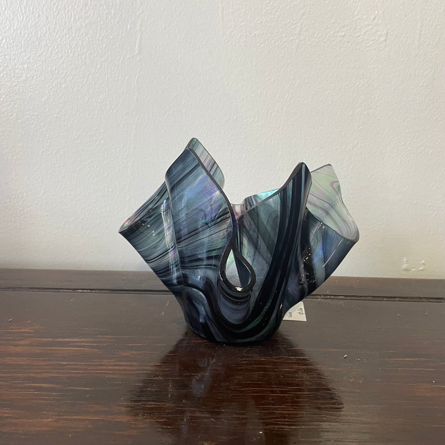 Iridescent Hand Blown Handkerchief Vase