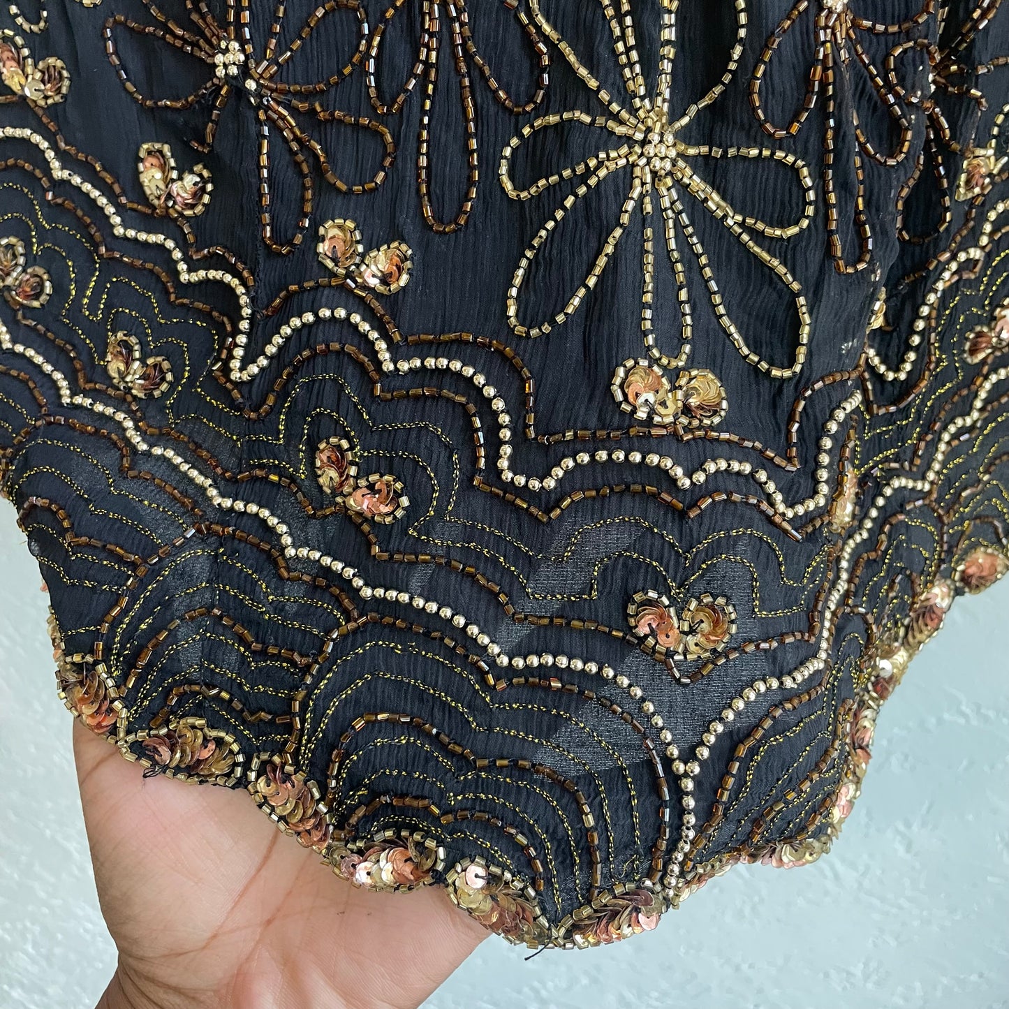 Adrianna Papell 100% Silk Beaded Halter Top | 2X