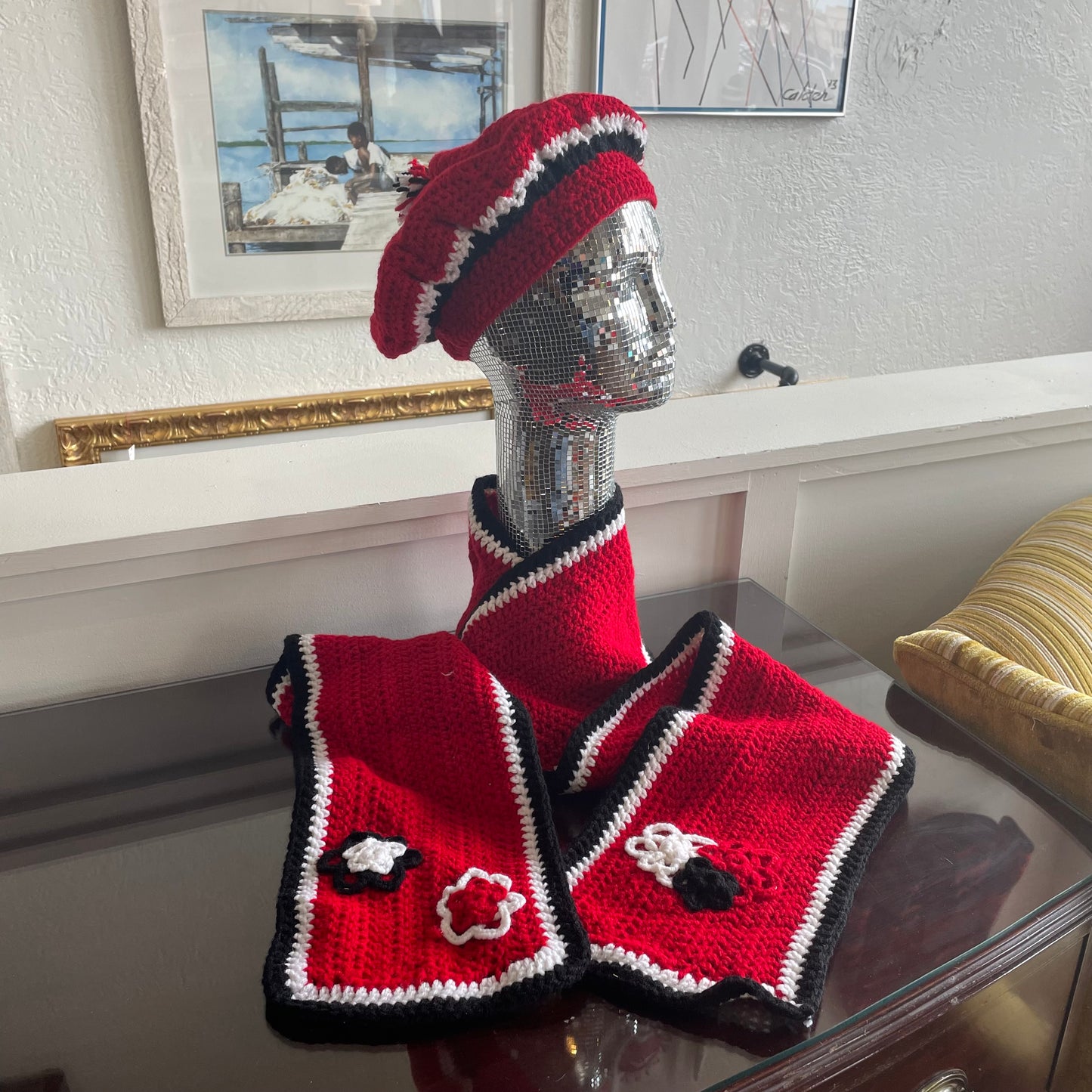 Handmade Vintage Scarf & Hat Set
