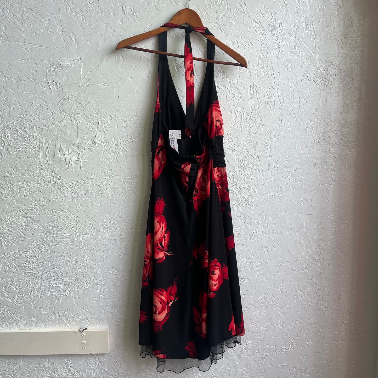 Black Red Floral Dress | Medium