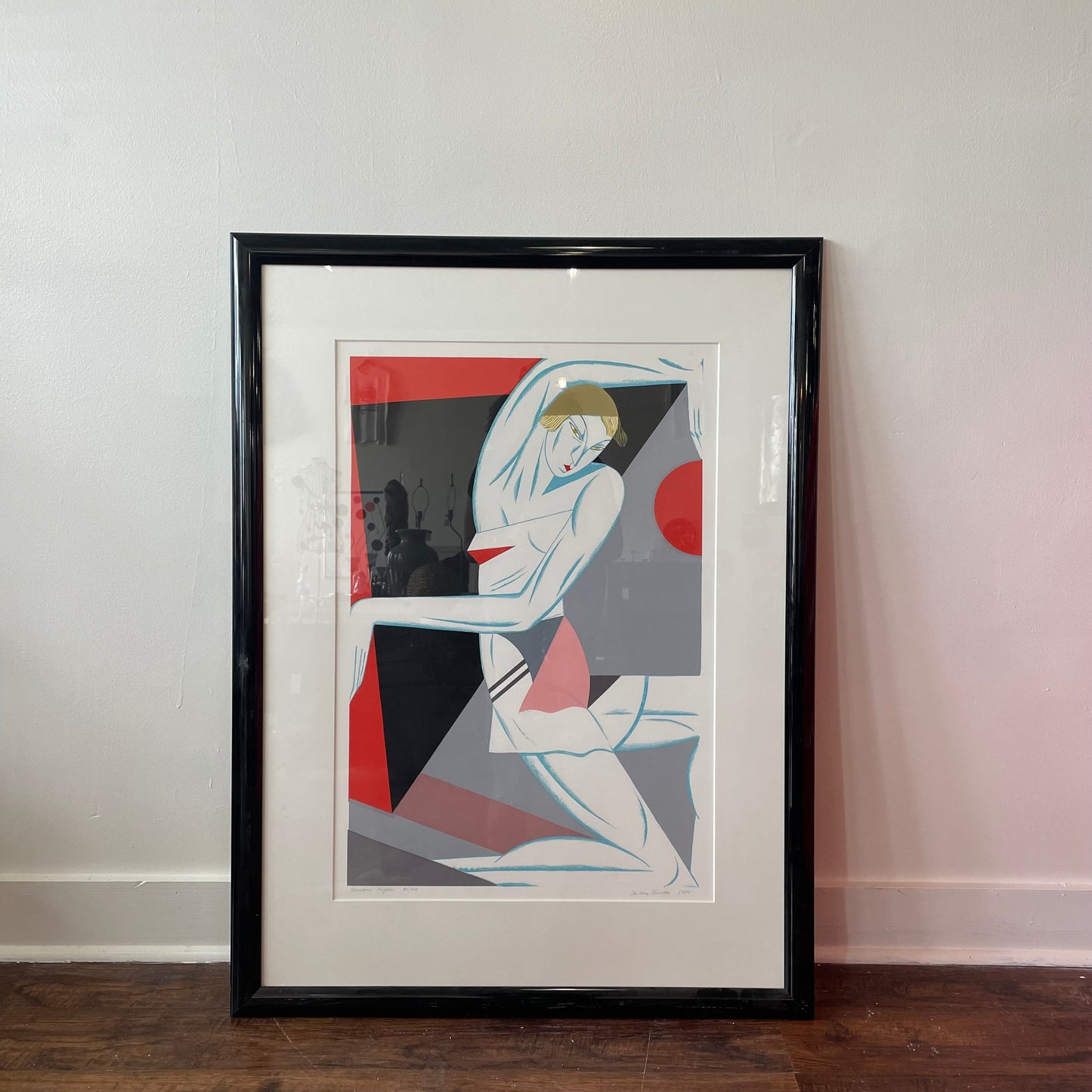 Silkscreen "Kneeling Figure" 1984 by Adura Skuodas 36x48