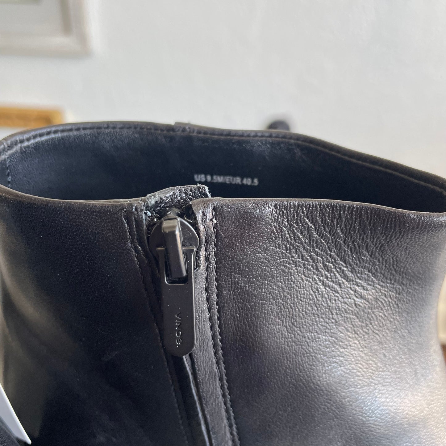 Vince Black Leather Silvana Booties | Size 9.5