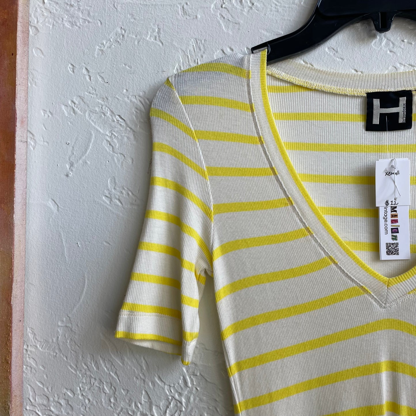 Yellow Strip Short Sleeve Top H by Bordeax | xsmall
