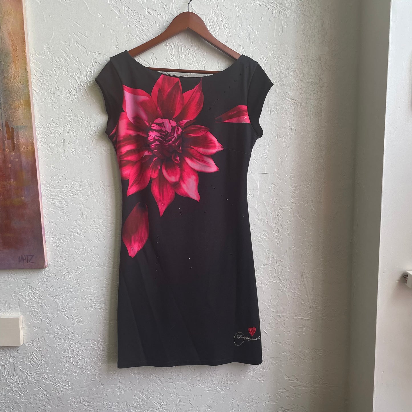 Black Midi Floral Dress | Large