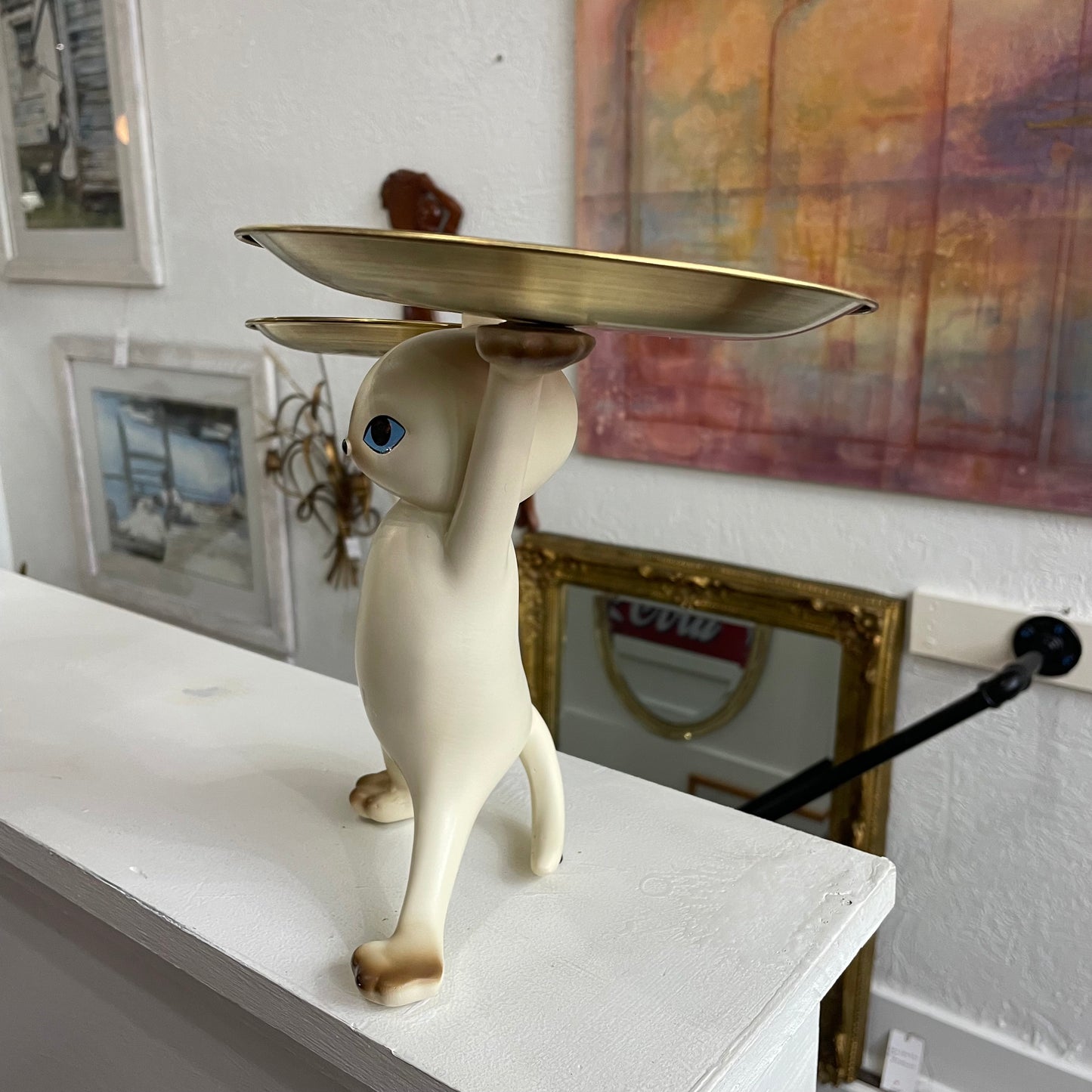 Ceramic Cat Double Tray Sculpture
