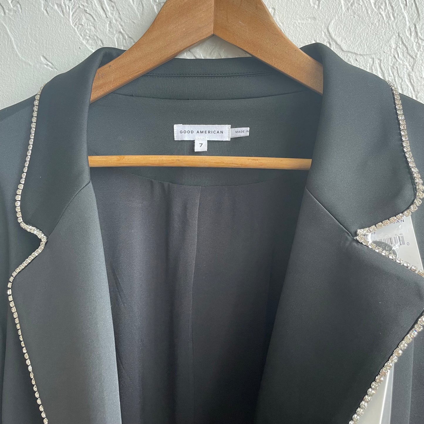 Good American Crystal Embellished Double Breasted Scuba Blazer | 4XL