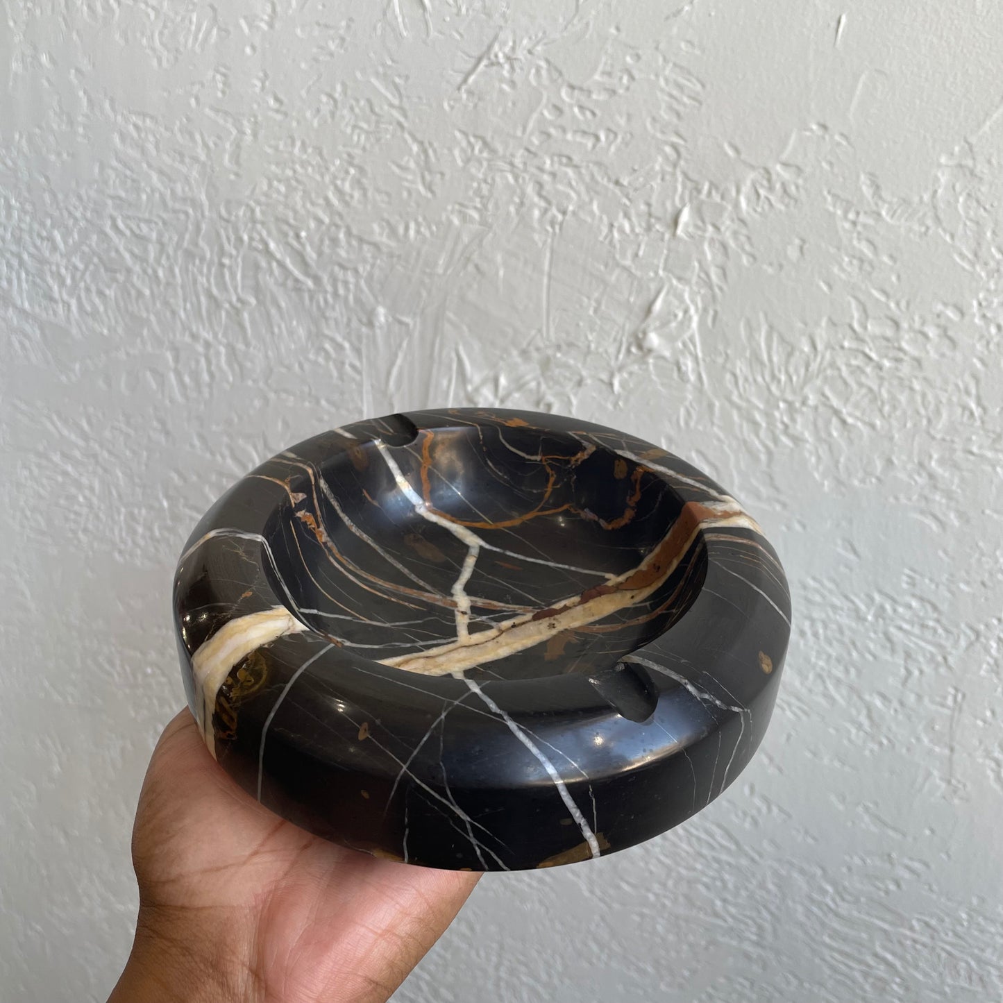Michelangelo Black and Gold Marble 7” Ashtray/Bowl