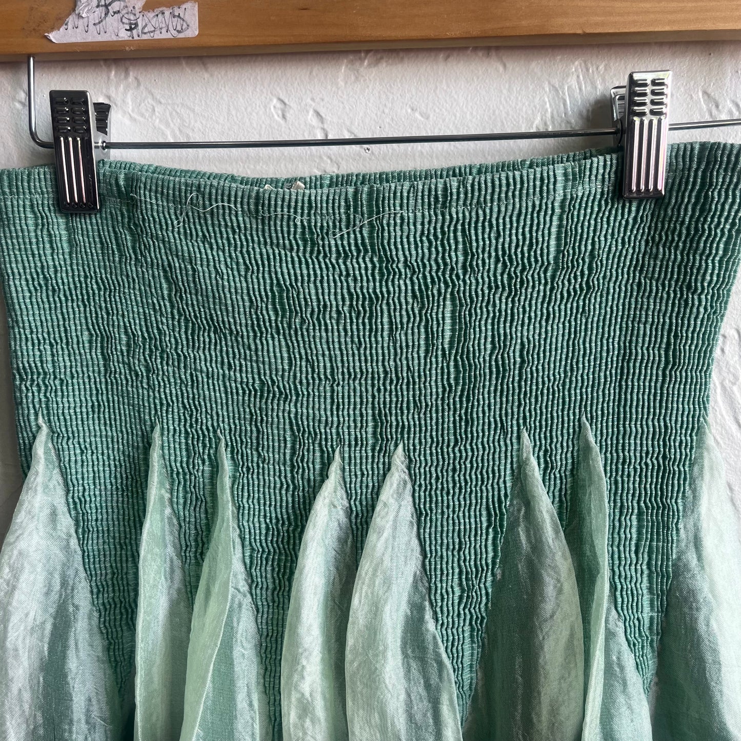 Teal Tie Dye Green Strapless Midi Dress | One Size