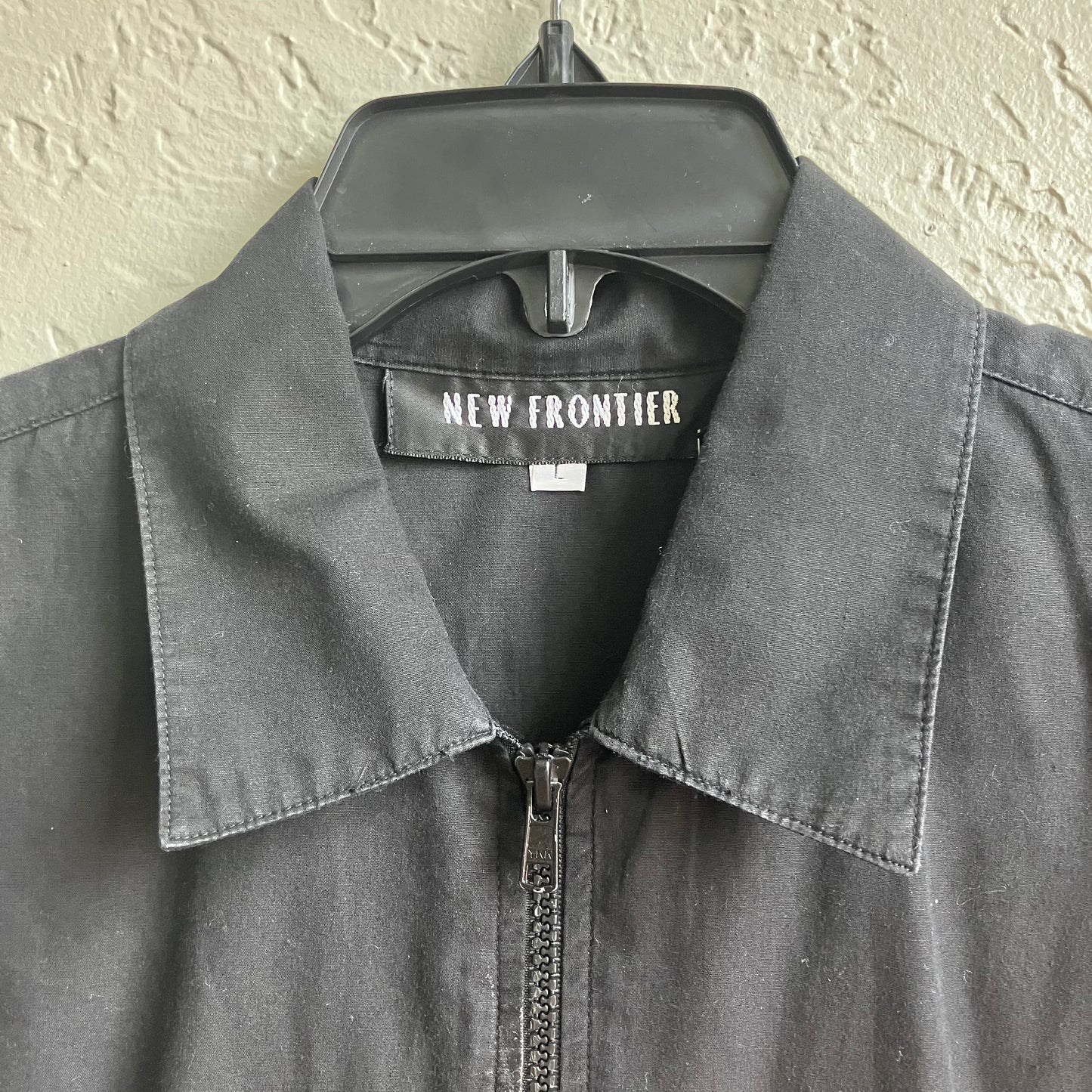 Vintage Black Zip Up Shirt Large
