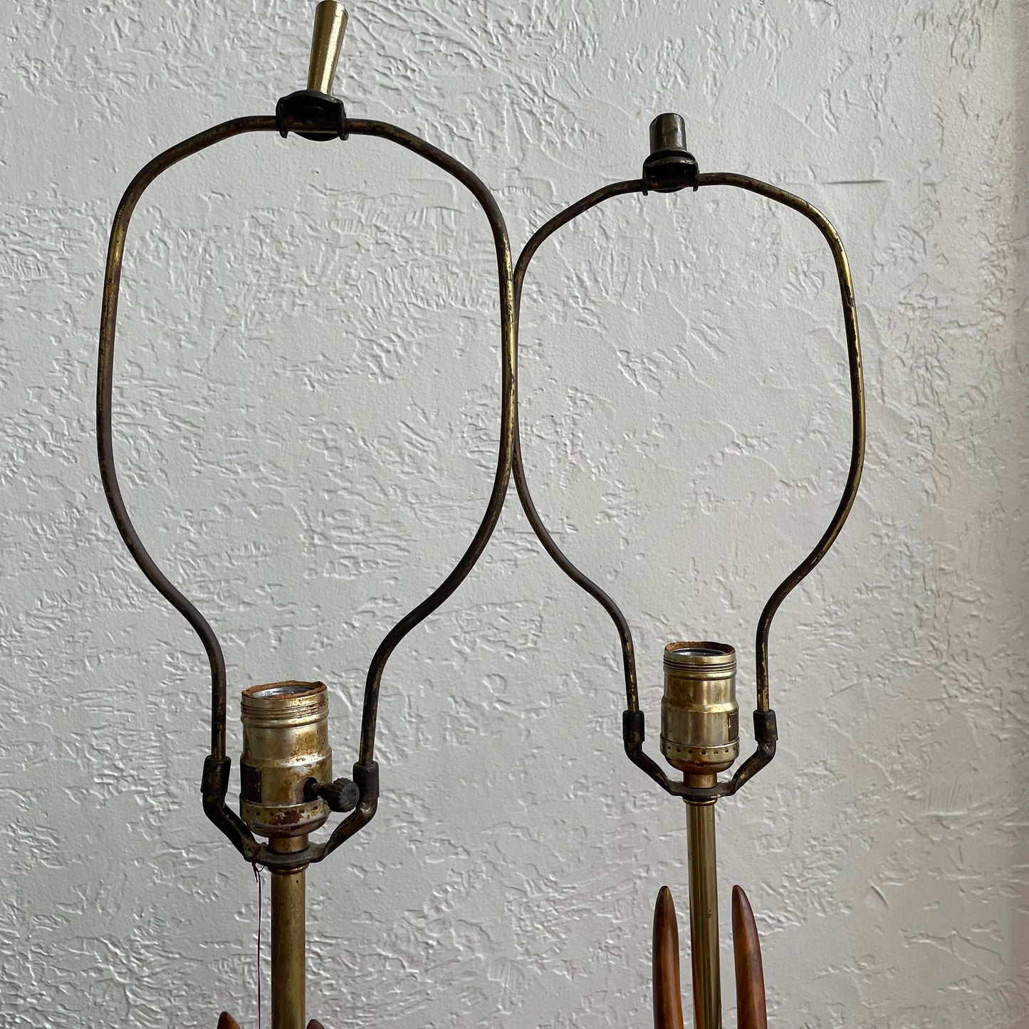 Sculpted Teak Wood Mid-Century Modern Antelope Table Lamps - Set of 2