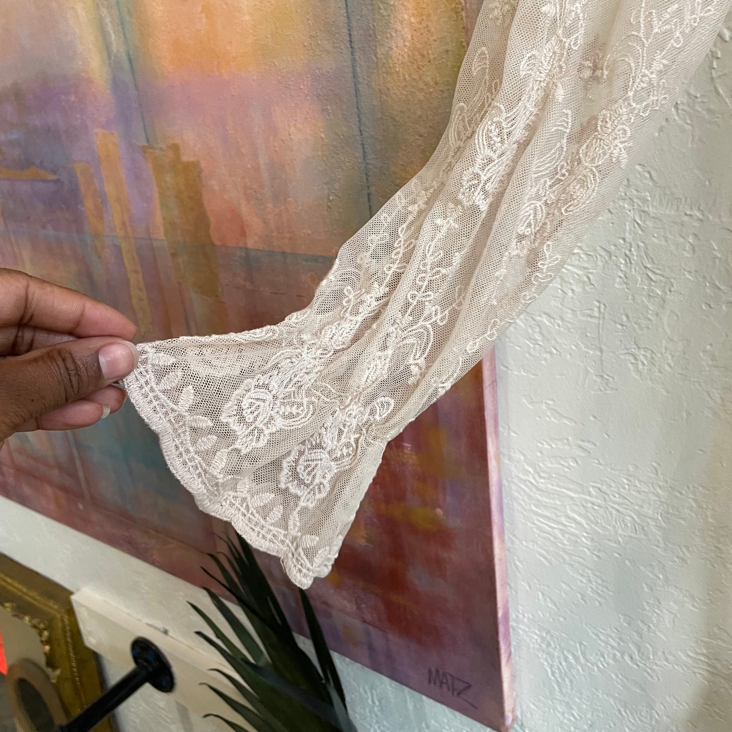 Mesh Lace Long Sleeve Dress | Medium