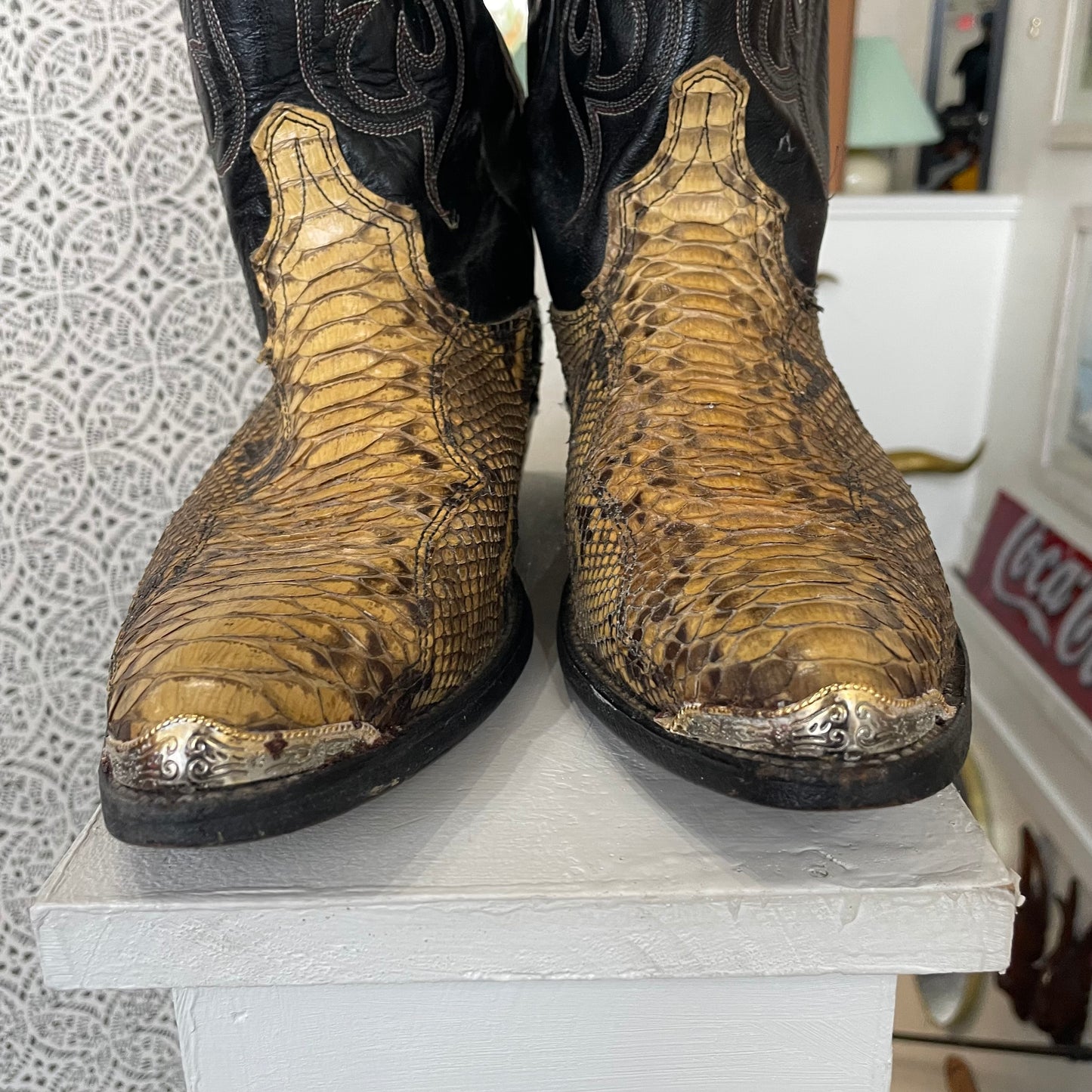 Python and Leather Vintage Cowboy Boots | Size 12