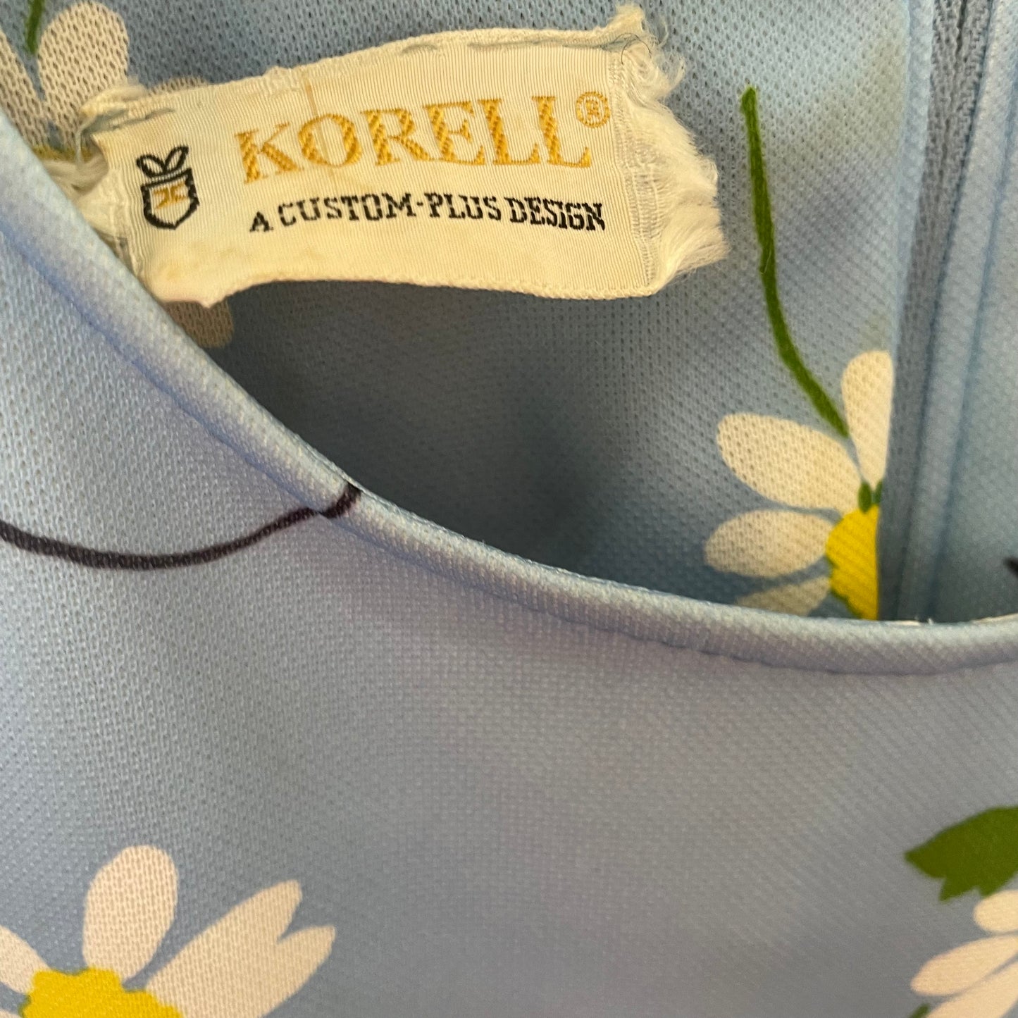 70’s Korelli Sky Blue Floral Dress | Large