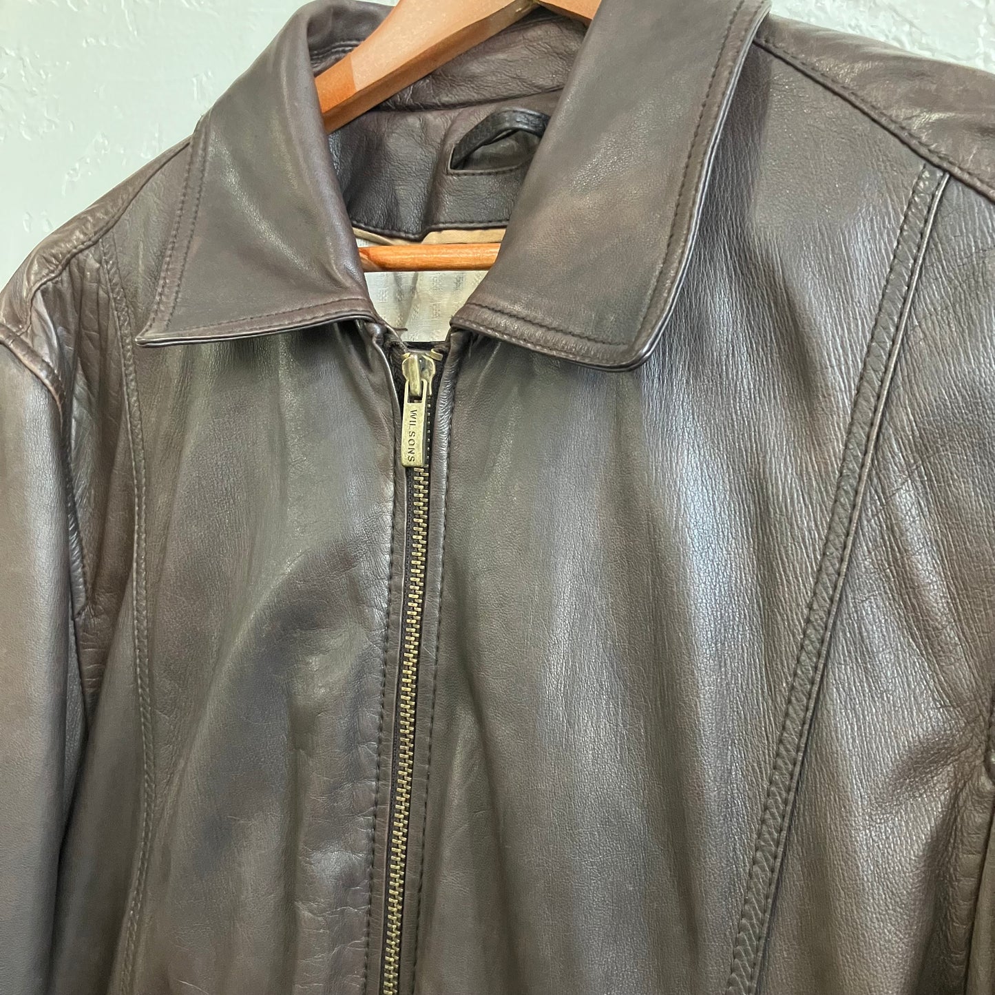 Wilsons Leather Brown Leather Jacket Mens Large