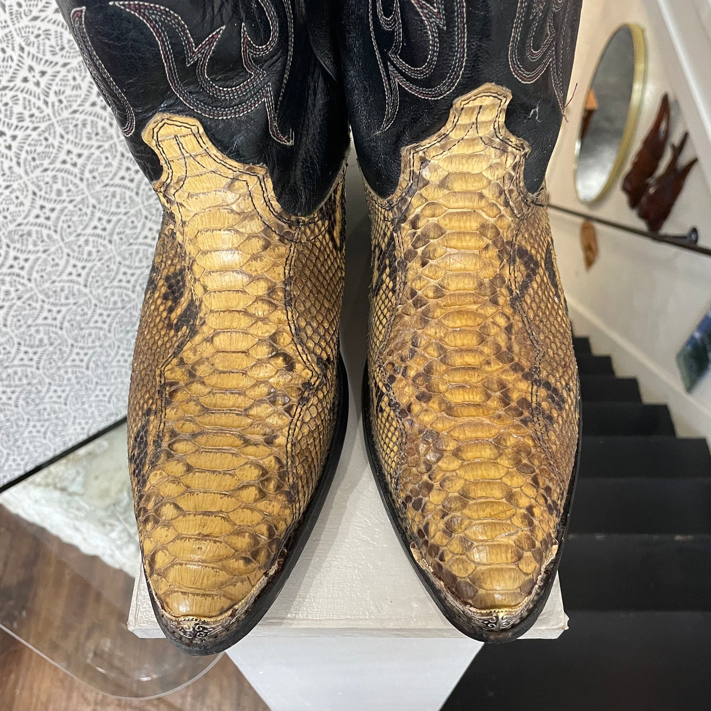 Python and Leather Vintage Cowboy Boots | Size 12