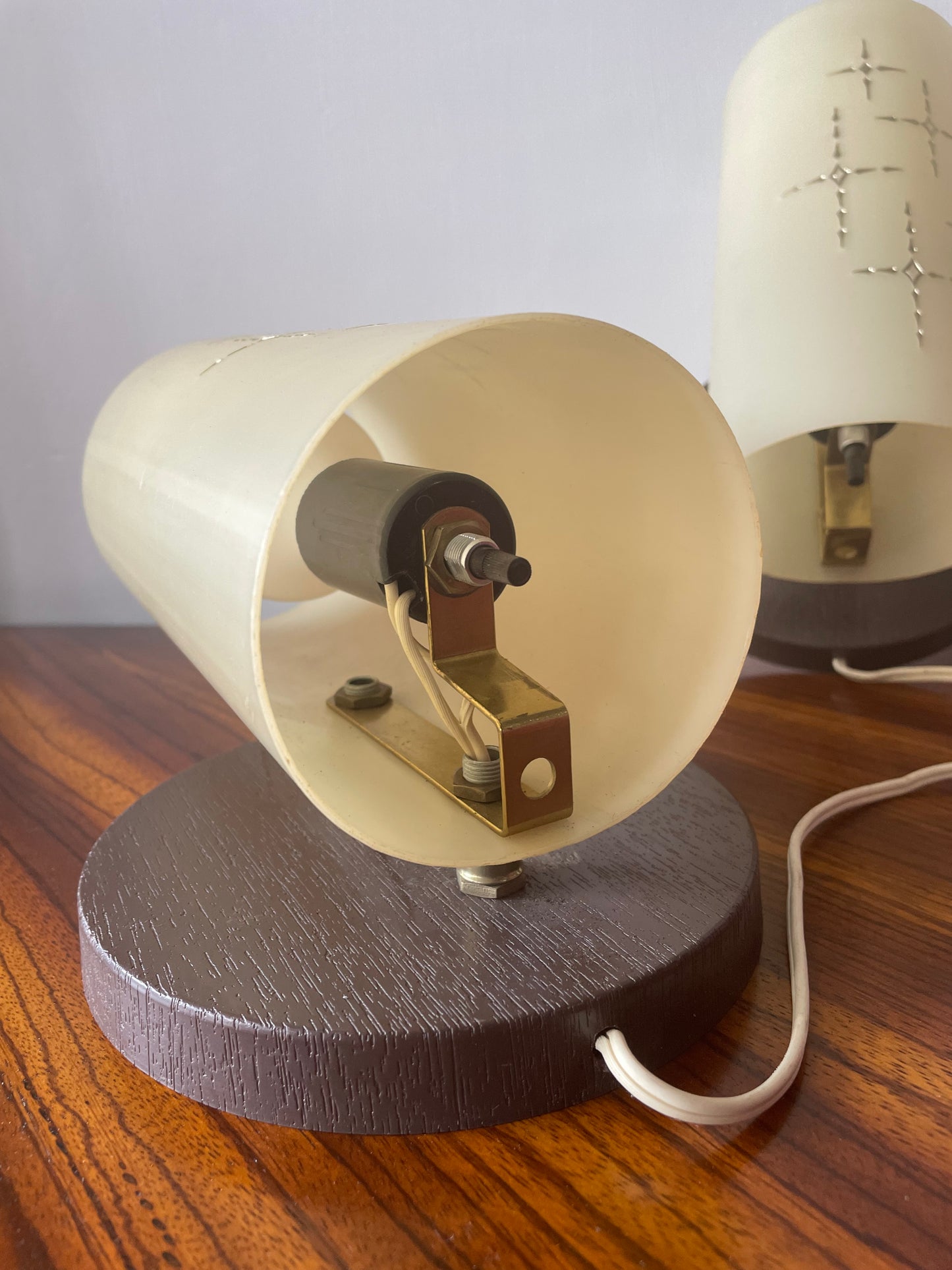 Set of 2 Mid-Century Plastic Atomic Wall Sconces