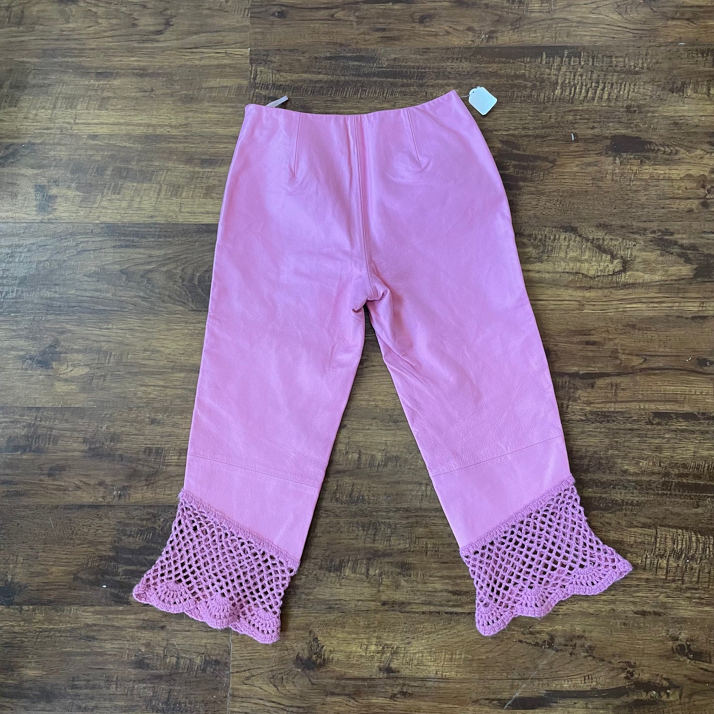 Y2K Pink Leather Capris with Knit Detail size 6